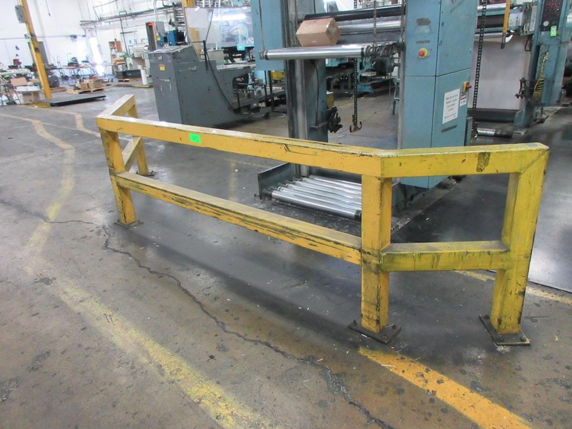 Lot approx 19 steel floor plates 5'x10'x'1/4", (2) 15' angled steel safety barriers - Image 5 of 6
