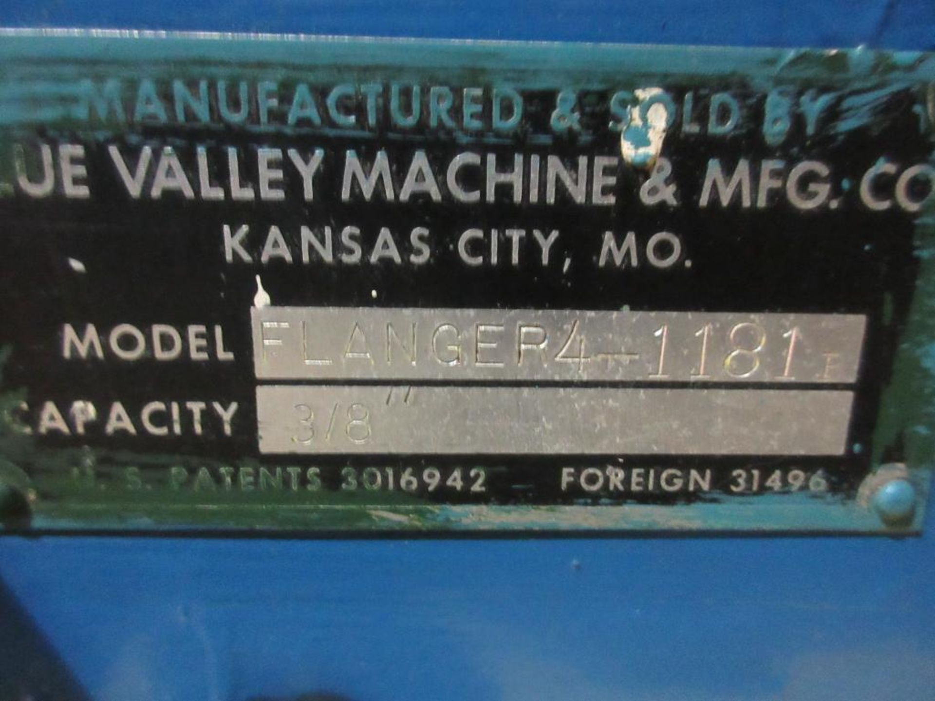 BLUE VALLEY FLANGER, 3/8" CAPACITY, 6" THROAT, S/N 4-1181 (SOUTH CENTRAL PLANT) - Image 3 of 6