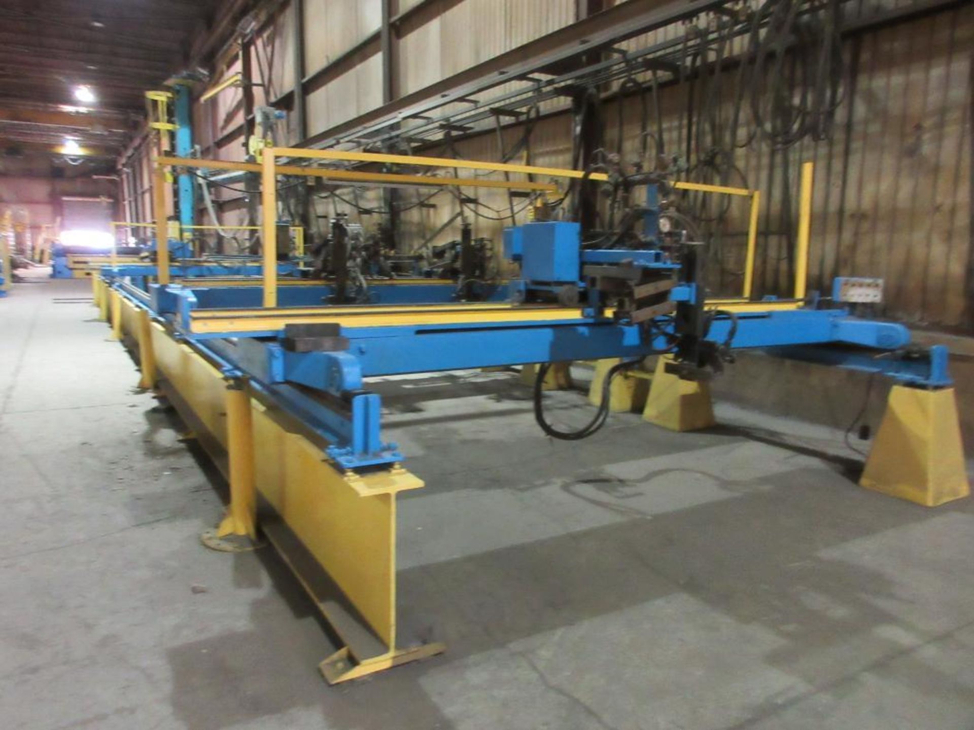 PANDJRIS CUTTING TABLE, 12'W X 66'L APPROX, WITH 3 12' BRIDGES, 3 TORCHES, TROLLIES, WALL MOUNTED WI - Image 8 of 11