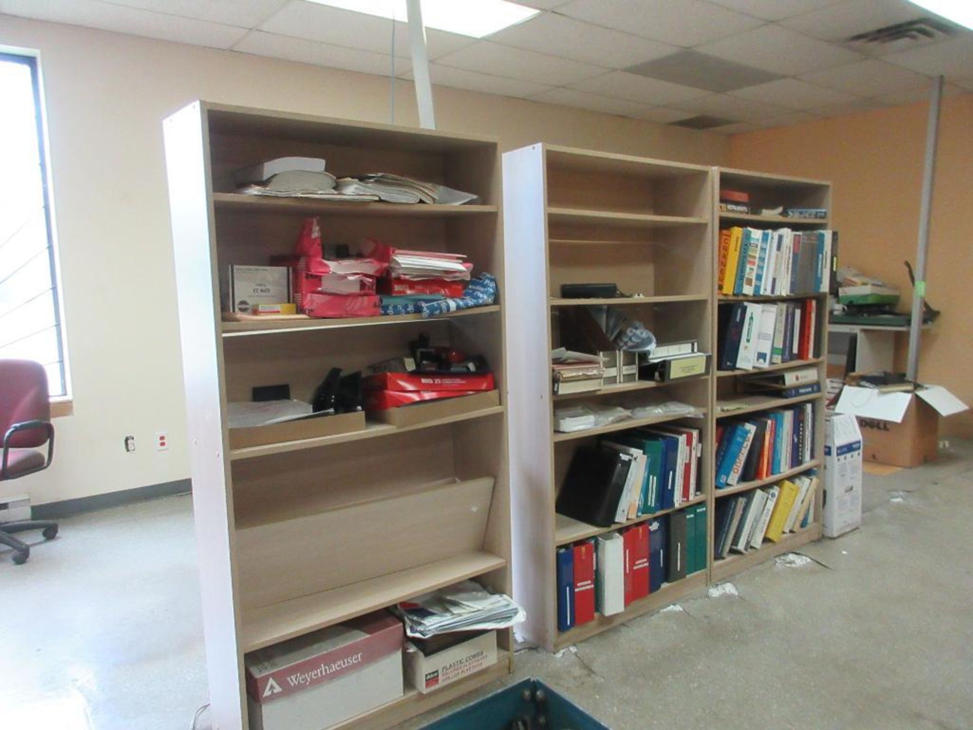 CONTENTS OF WORK AREA INCL 5 FILE CABINETS, 1 BLUEPRINT CABINET, 8 CHAIRS, 1 STAINLESS TABLE, 3 BOOK - Image 14 of 16