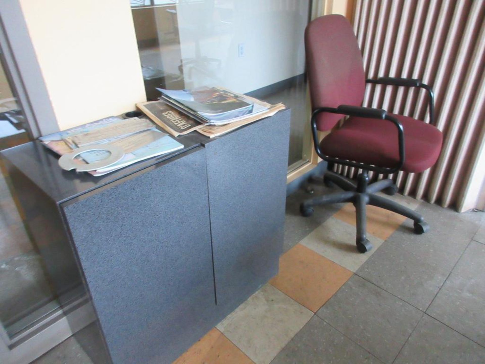 CONTENTS OF LUNCH ROOM, TABLE, 7 CHAIRS, 2 CABINETS, SMALL TABLE, 2 REFRIGERATORS, MICROWAVE (NO VEN - Image 8 of 8