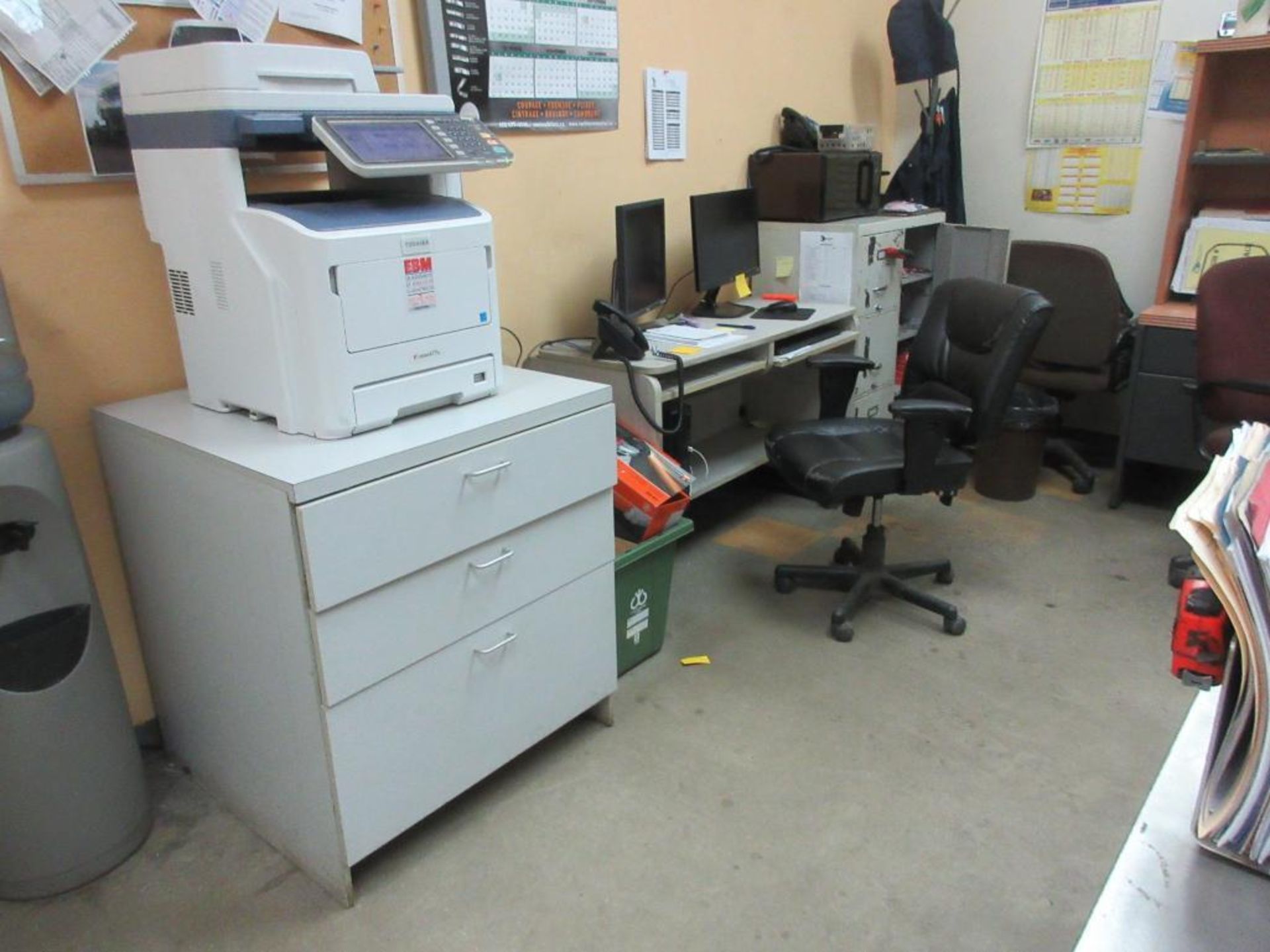 LOT OF 1 DESK WITH CHAIR, 3 CABINETS, 1 BOOKCASE IN WORK AREA (NO ELECTRONICS OR CONTENTS) (OFFICES) - Image 3 of 4