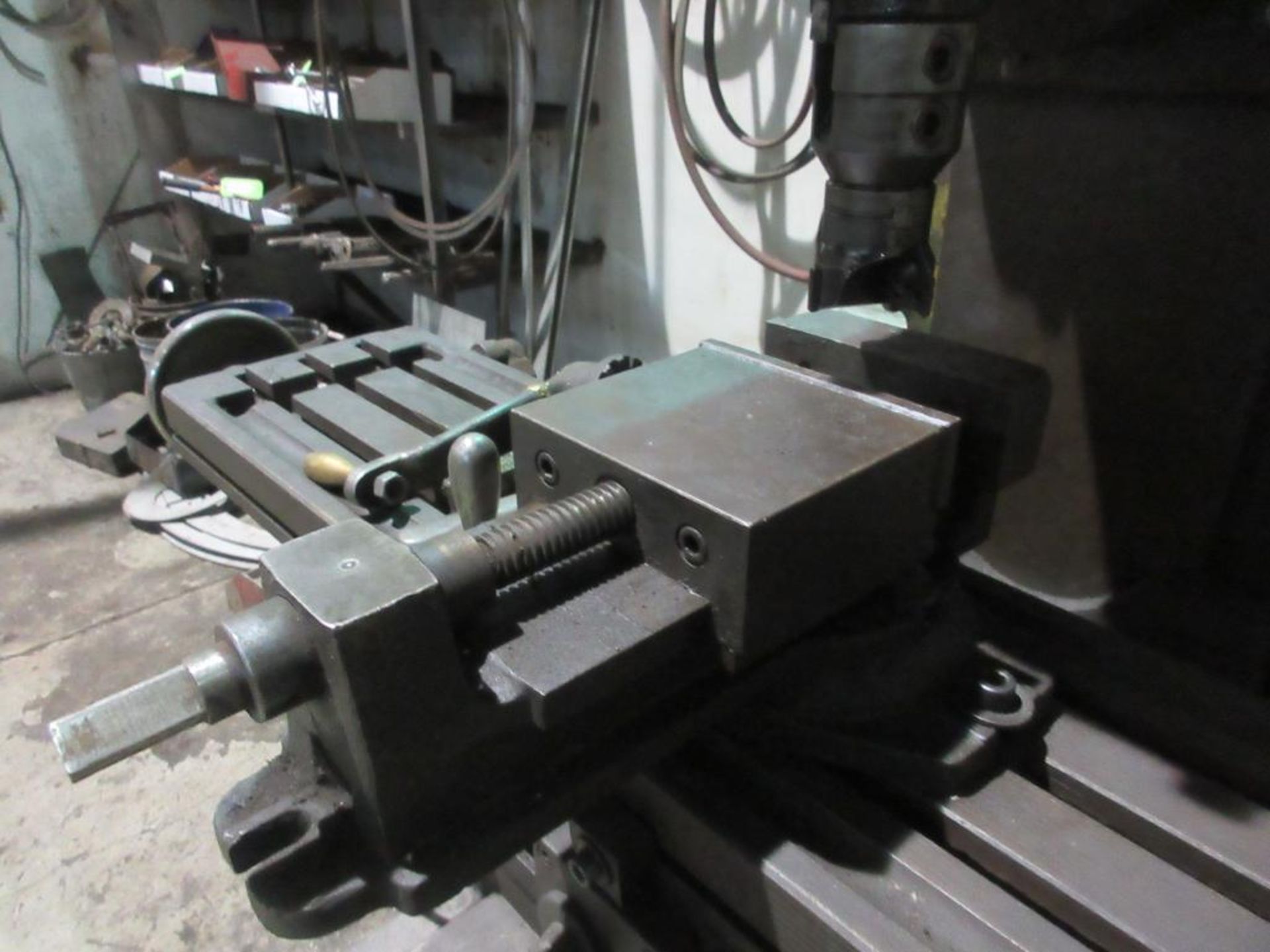 LAGUN MILLING MACHINE WITH 10' X 44" TABLE, 6" VISE, 3" SPINDLE WITH CUTTING TOOL, 28 TO 606RPM (EAS - Image 4 of 6