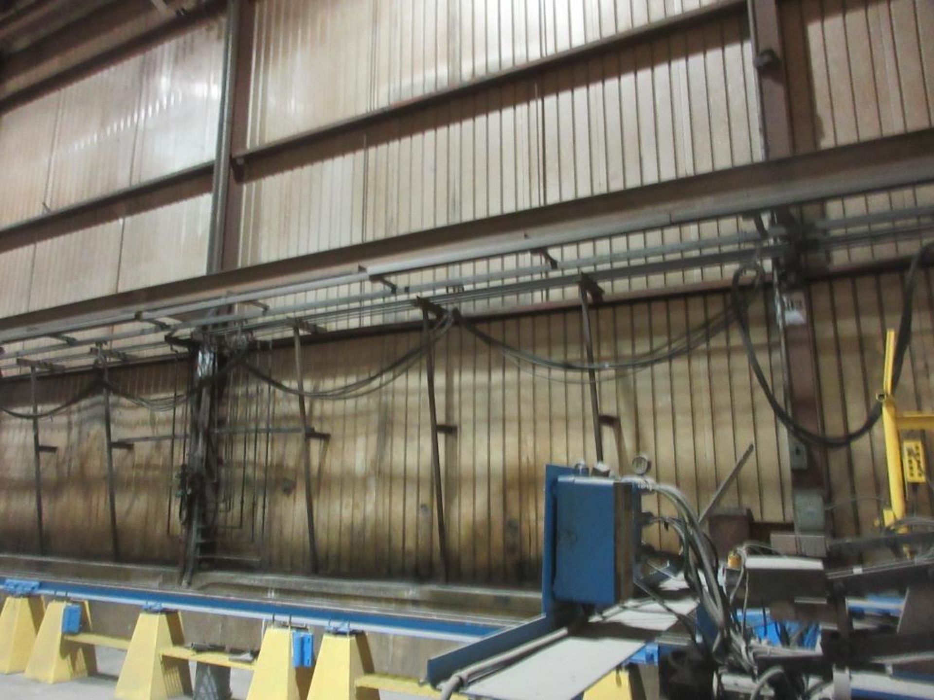 PANDJRIS CUTTING TABLE, 12'W X 66'L APPROX, WITH 3 12' BRIDGES, 3 TORCHES, TROLLIES, WALL MOUNTED WI - Image 10 of 11