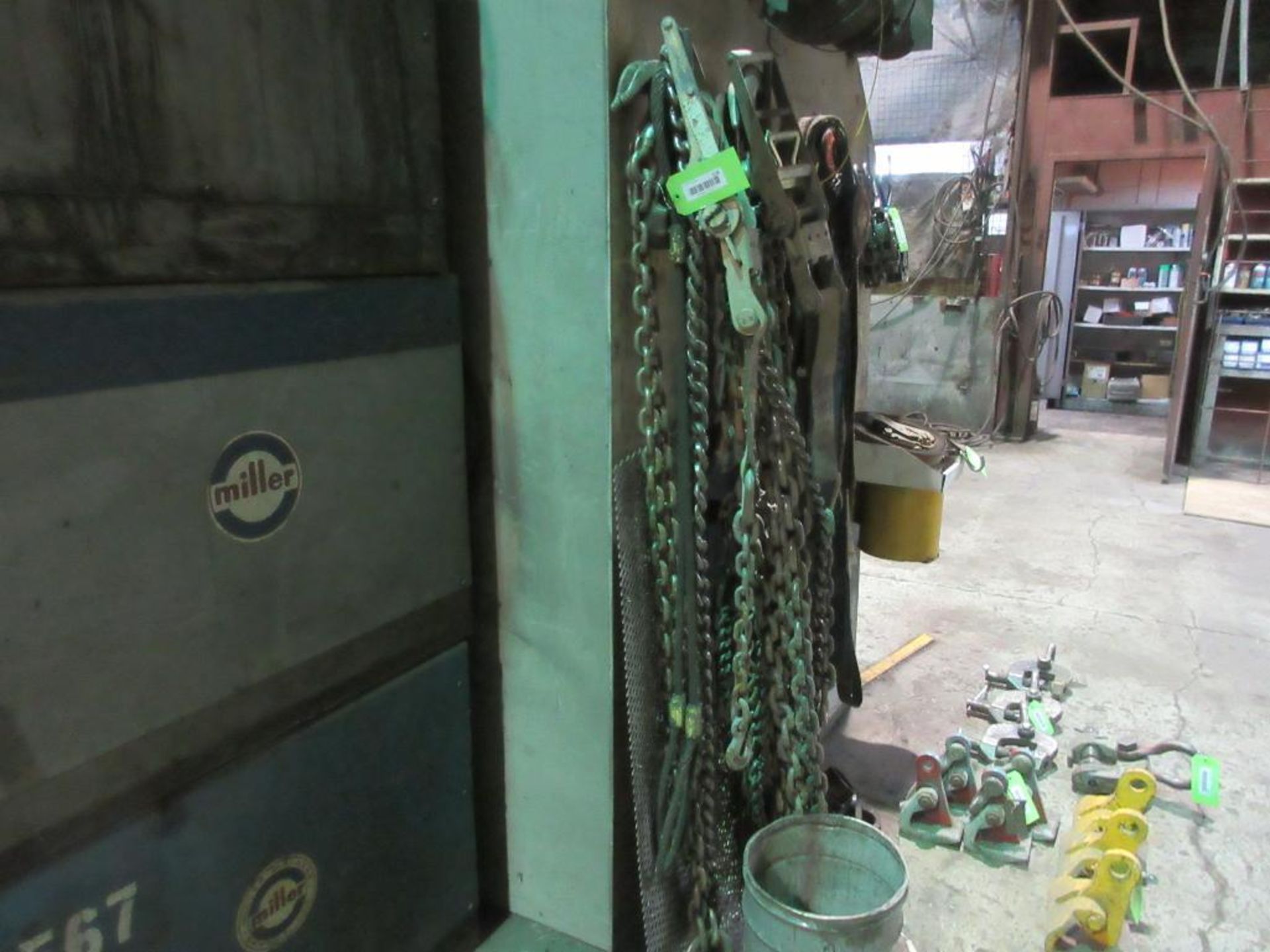 LOT OF RIGGING CHAINS, CHAINS IN BUCKET, WIRE REELS (LOCATED EAST WELDING/MACHINE SHOP AREA) - Image 2 of 2