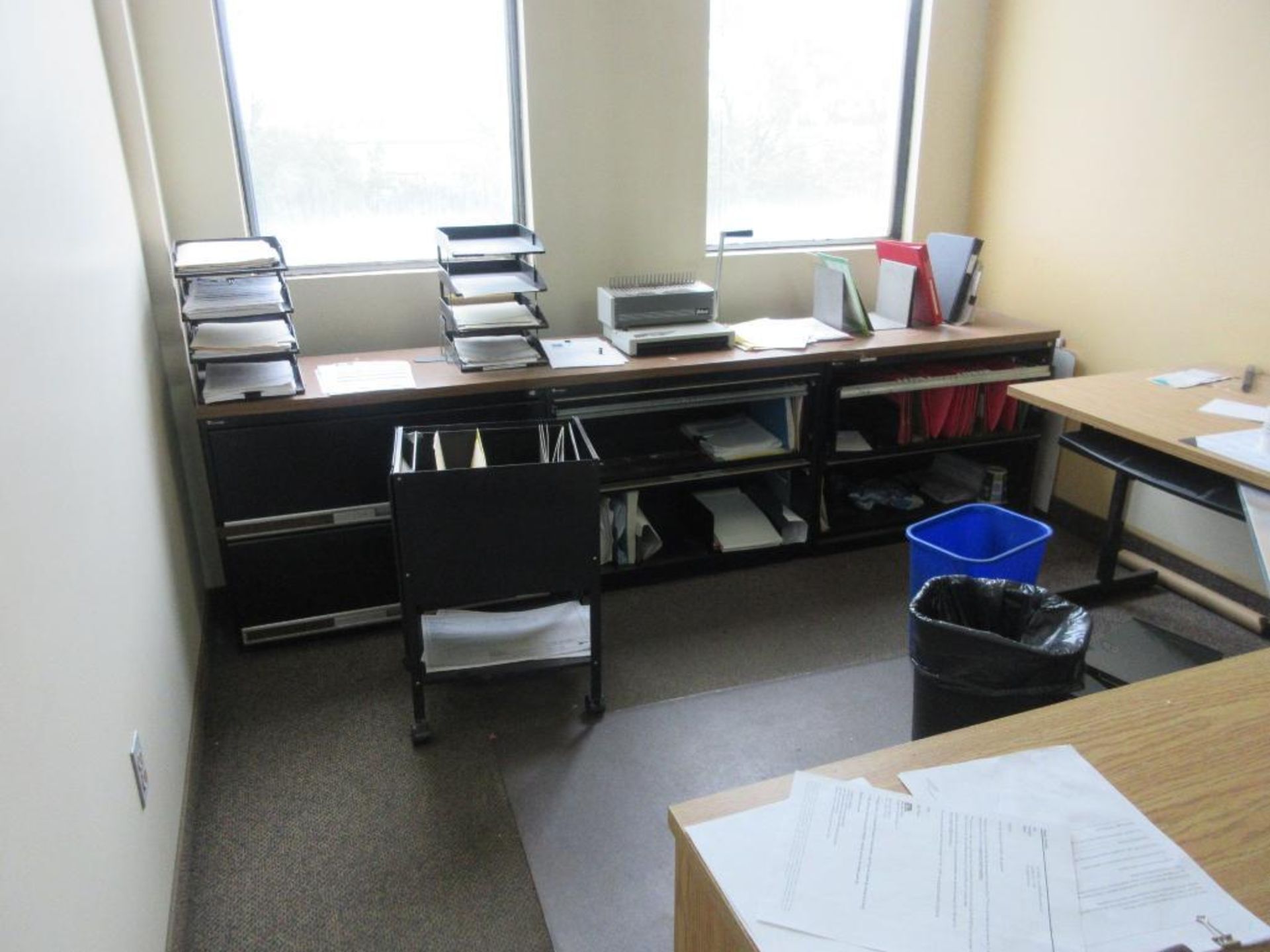 CONTENTS OF 1 OFFICE INCLUDING L SHAPED DESK, 4 FILE CABINETS, 2 CHAIRS, FILE CART (OFFICES 2ND FLOO - Image 6 of 10