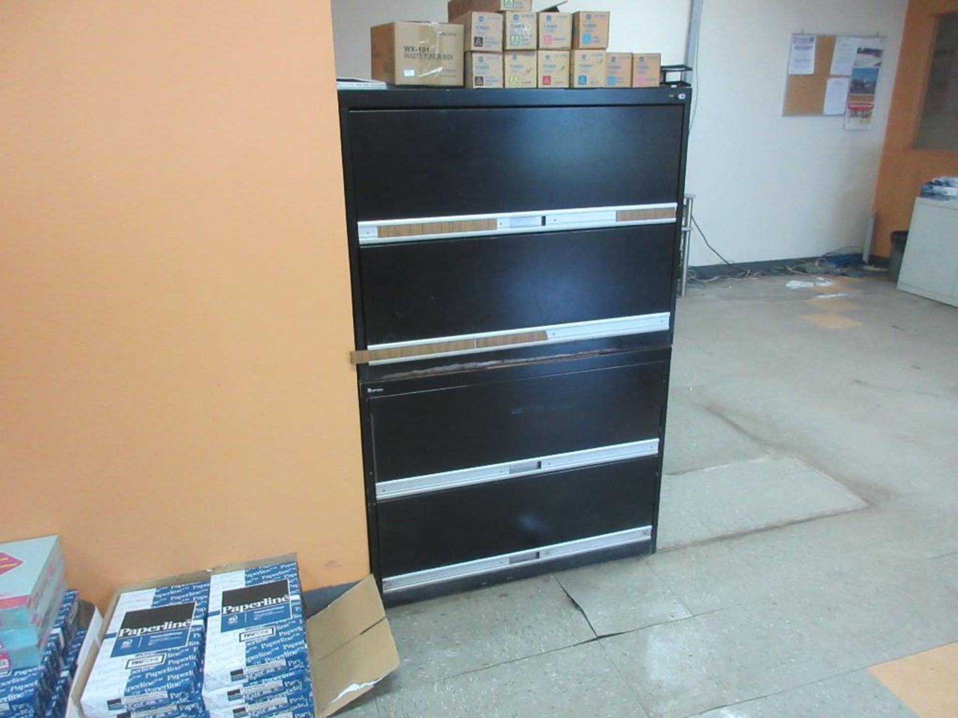 CONTENTS OF WORK AREA INCL 5 FILE CABINETS, 1 BLUEPRINT CABINET, 8 CHAIRS, 1 STAINLESS TABLE, 3 BOOK - Image 2 of 16