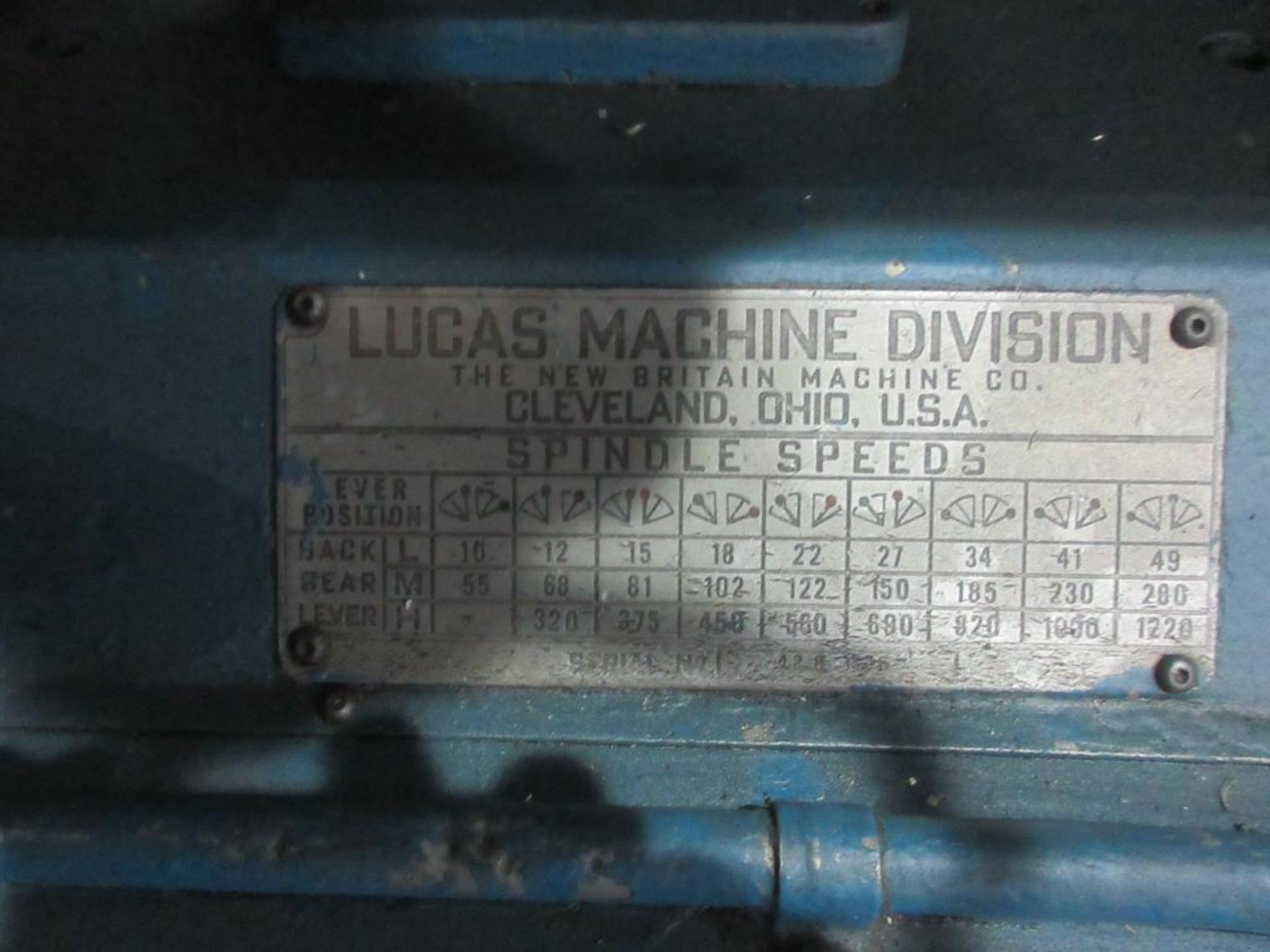 LUCAS PRECISION BORING MILL, MODEL 542B20, 56" X 122" TABLE, 10-1220 RPM, S/N 274, 10 TO 1220 RPM, S - Image 5 of 8