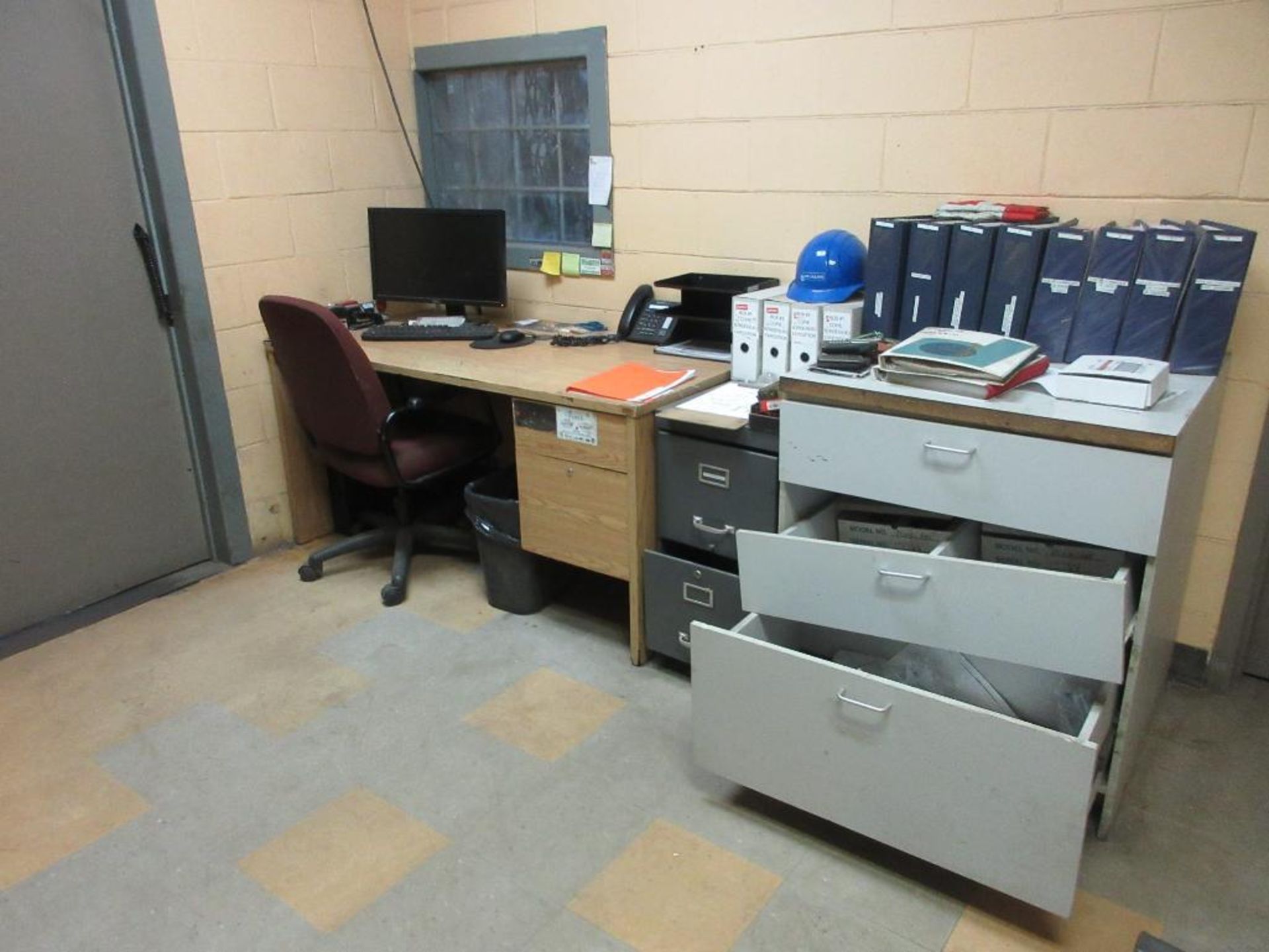 CONTENTS OF 1 OFFICE INCL 6 FILE CABINETS, 1 DESK, 3 CHAIRS, KP5100 DIGITAL SCALE (NO ELECTRONICS (O