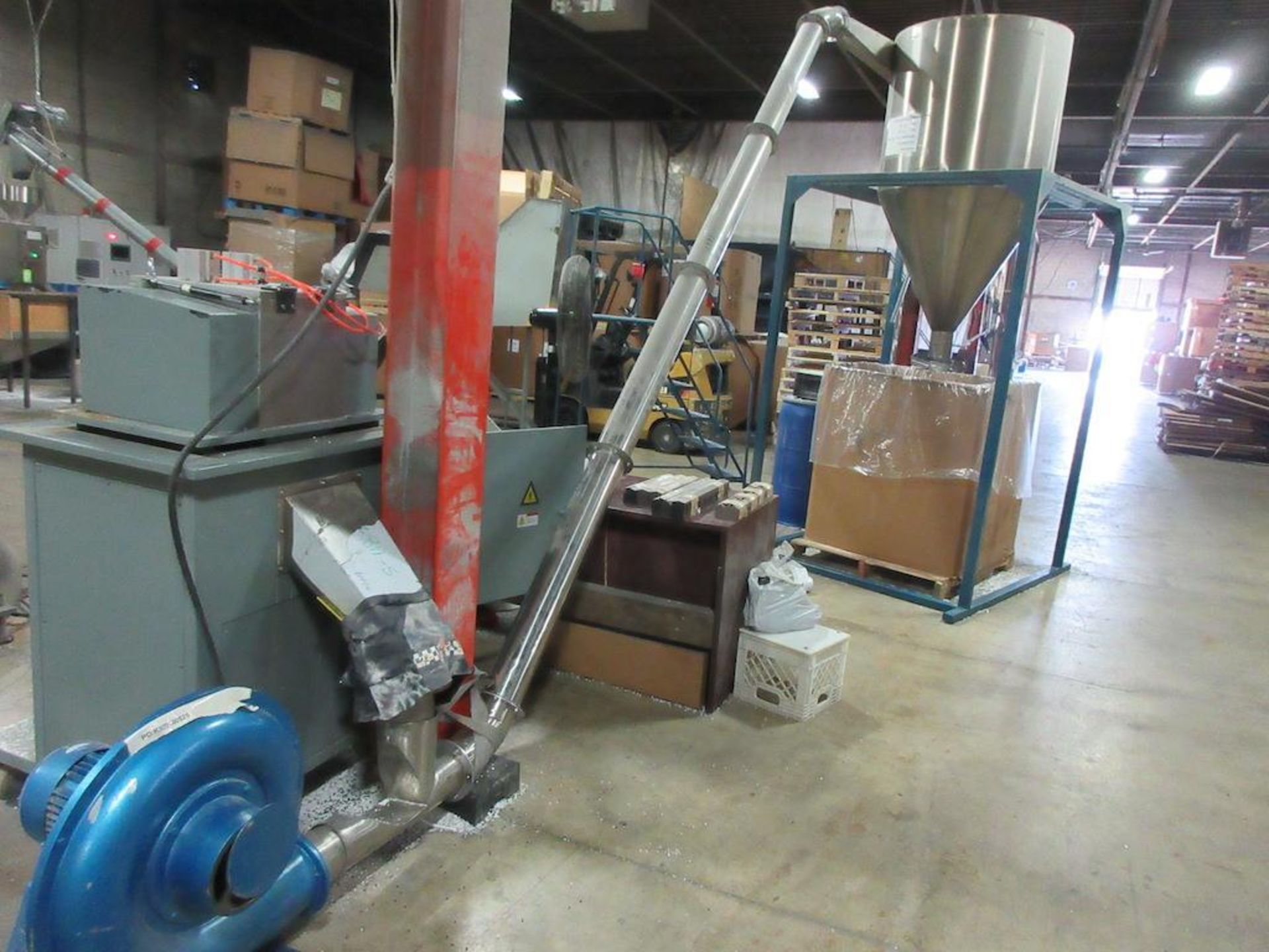 Air Knife, Granulator, Blower motor, 12' incline chute, cone hopper on metal frame - Image 9 of 12