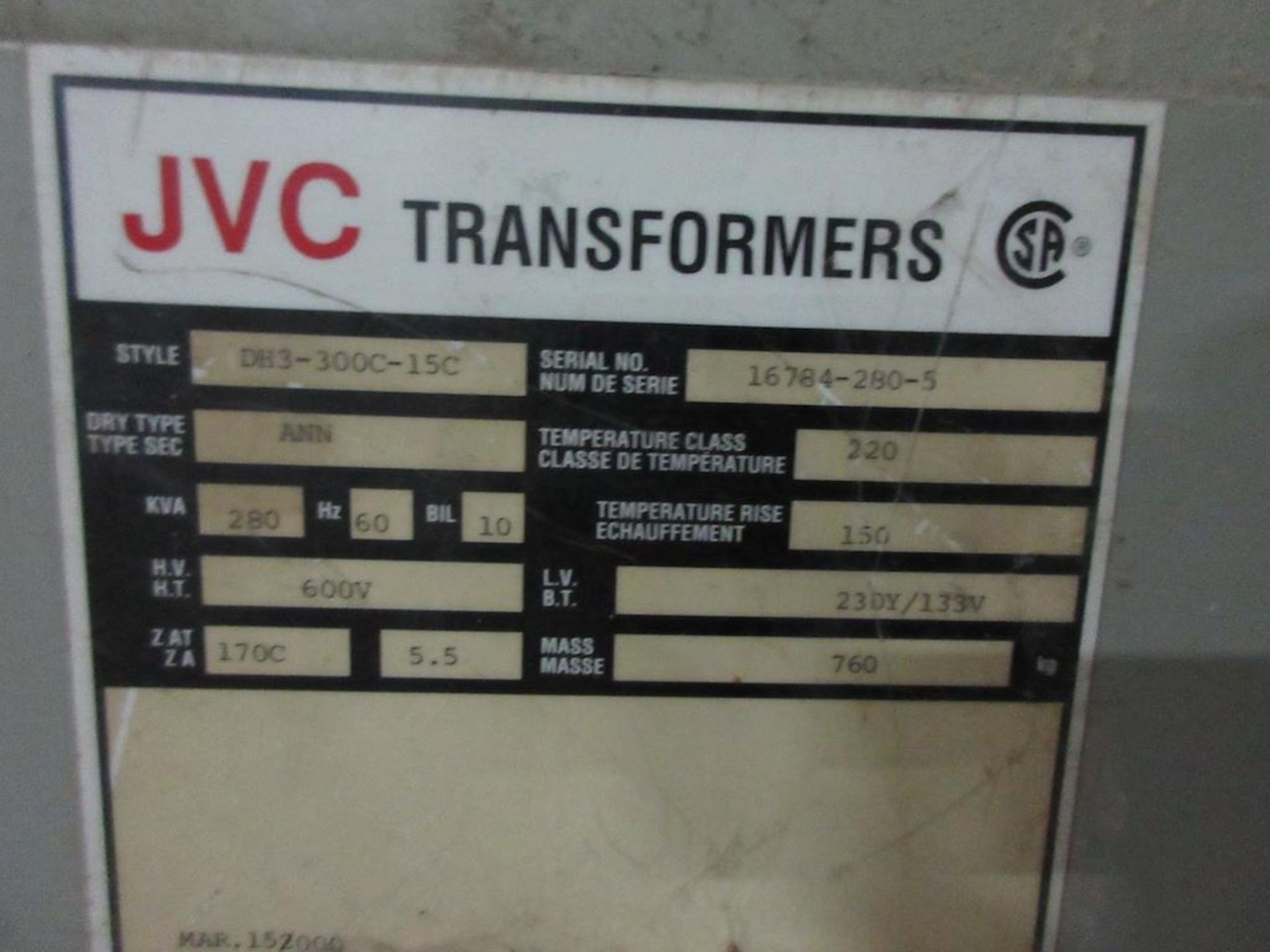 Siemens Fusible switch panelboard, 2000 amp, 347/600 volts, includes JVC top transformer, 600V, Styl - Image 7 of 7