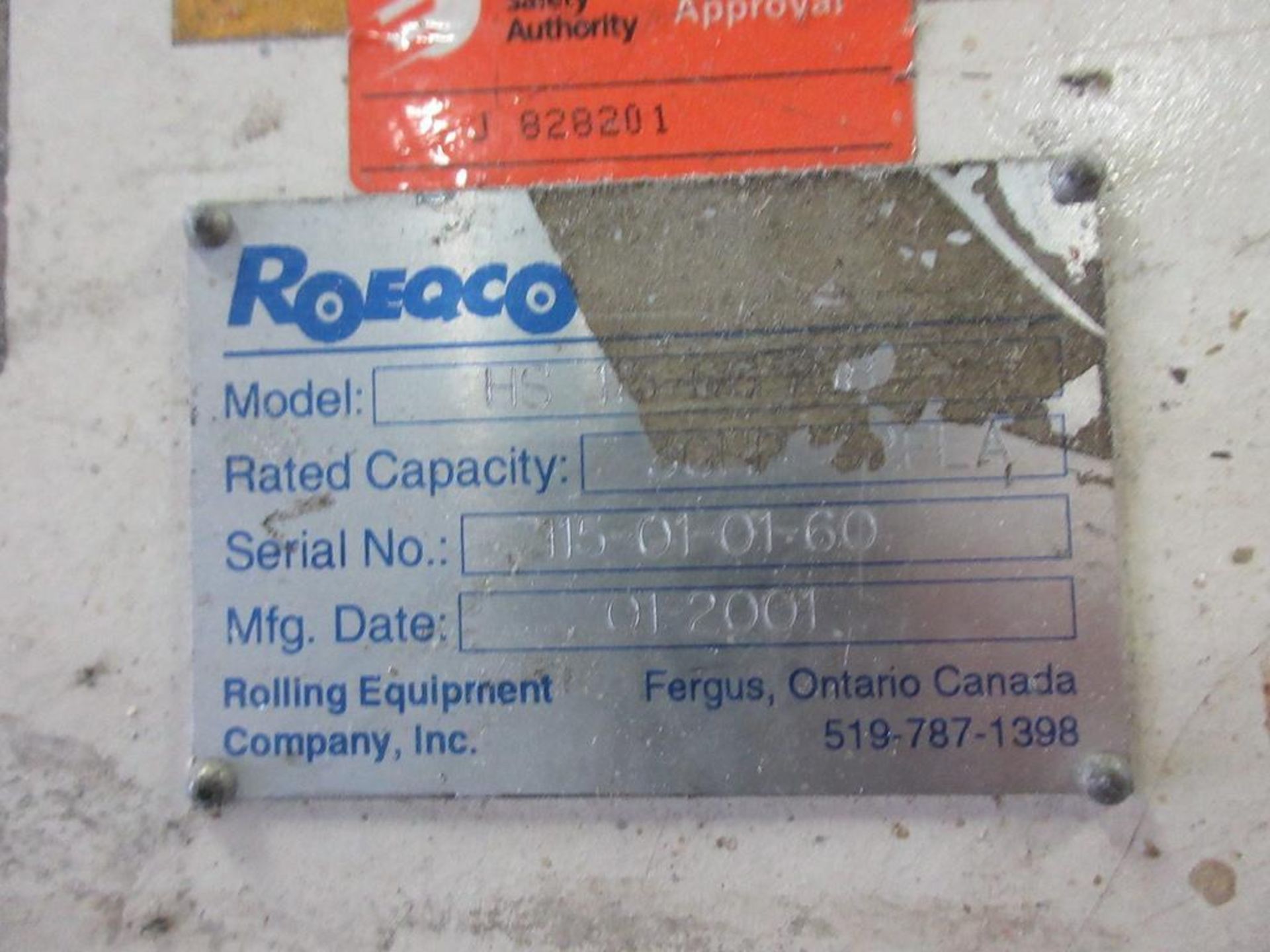 2001 ROEQCO (Rolling Equipment Company Inc) Guillotine, 5' blade, Model HS 115-66-218, sn 115-01-01- - Image 5 of 8