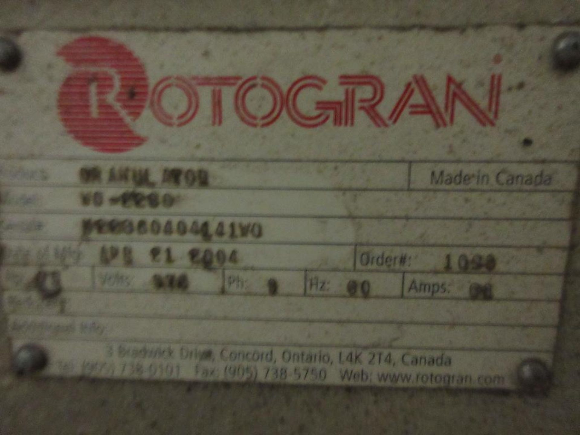 2004 Rotogran Grinder, 75 HP, 36" x 22", model WO2236, spare screen, sn H2236040414410, 7.5 HP WEG b - Image 2 of 5