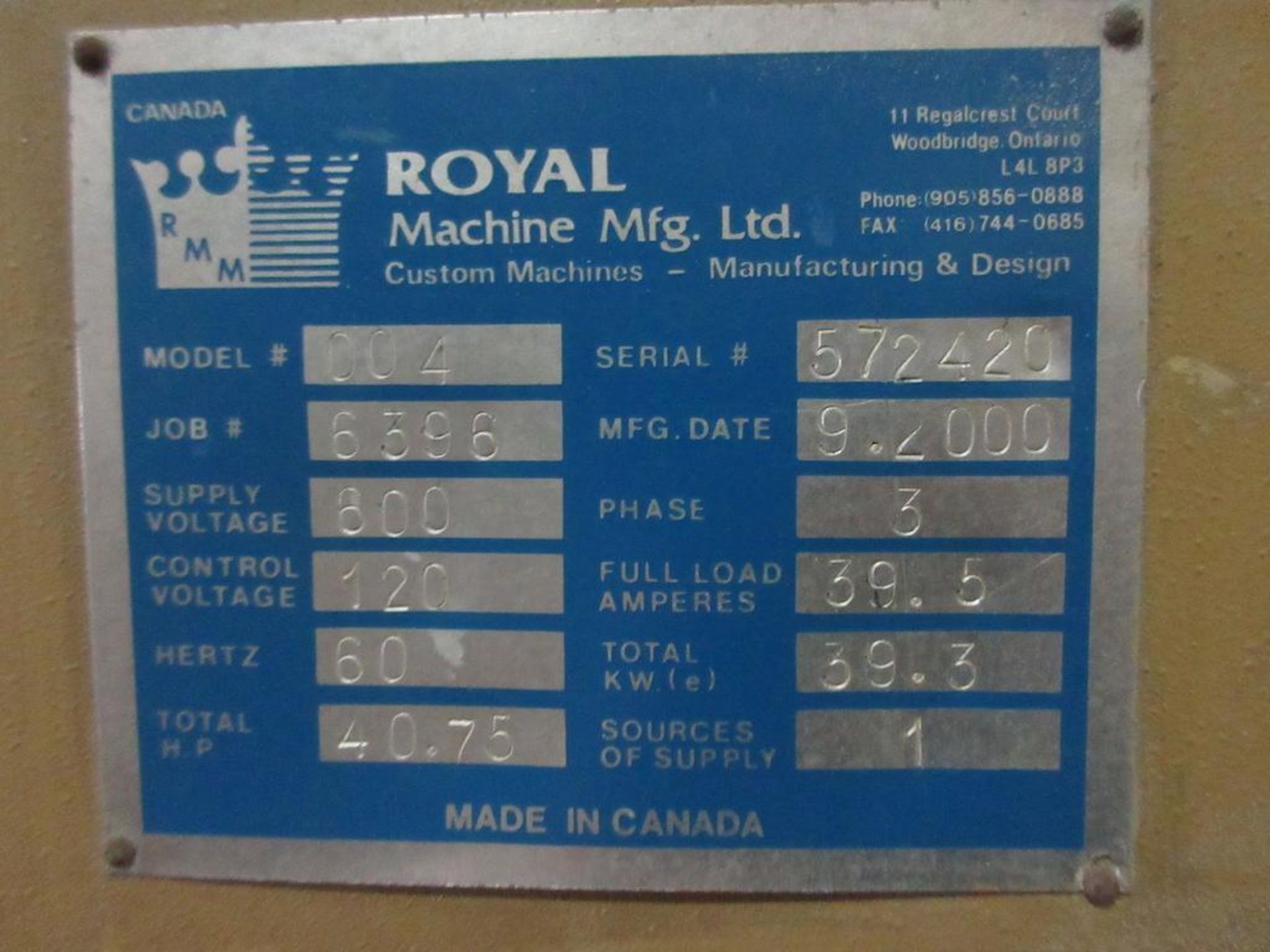 Royal PVC profile downstream vacuum calibration table, model 004, 40 HP, sn 572420 - Image 3 of 4