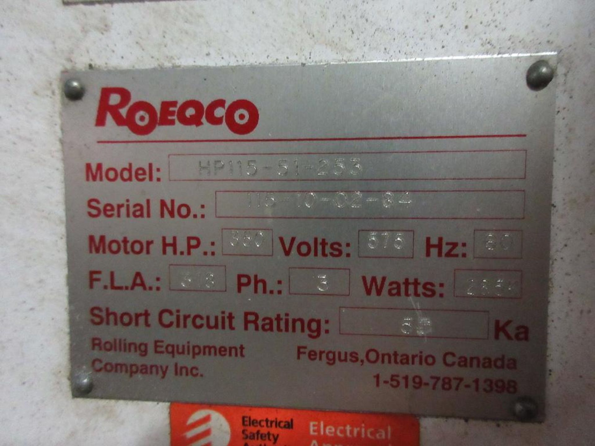 ROEQCO (Rolling Equipment Company Inc) Densifier, Model HP115-51-253, 350 HP, 600V, sn 115-10-02-84, - Image 4 of 20