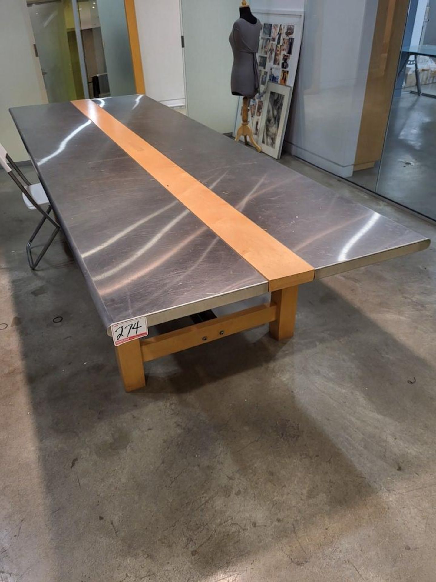 S/S & MAPLE 42"X10' BOARDROOM TABLE - Image 4 of 4