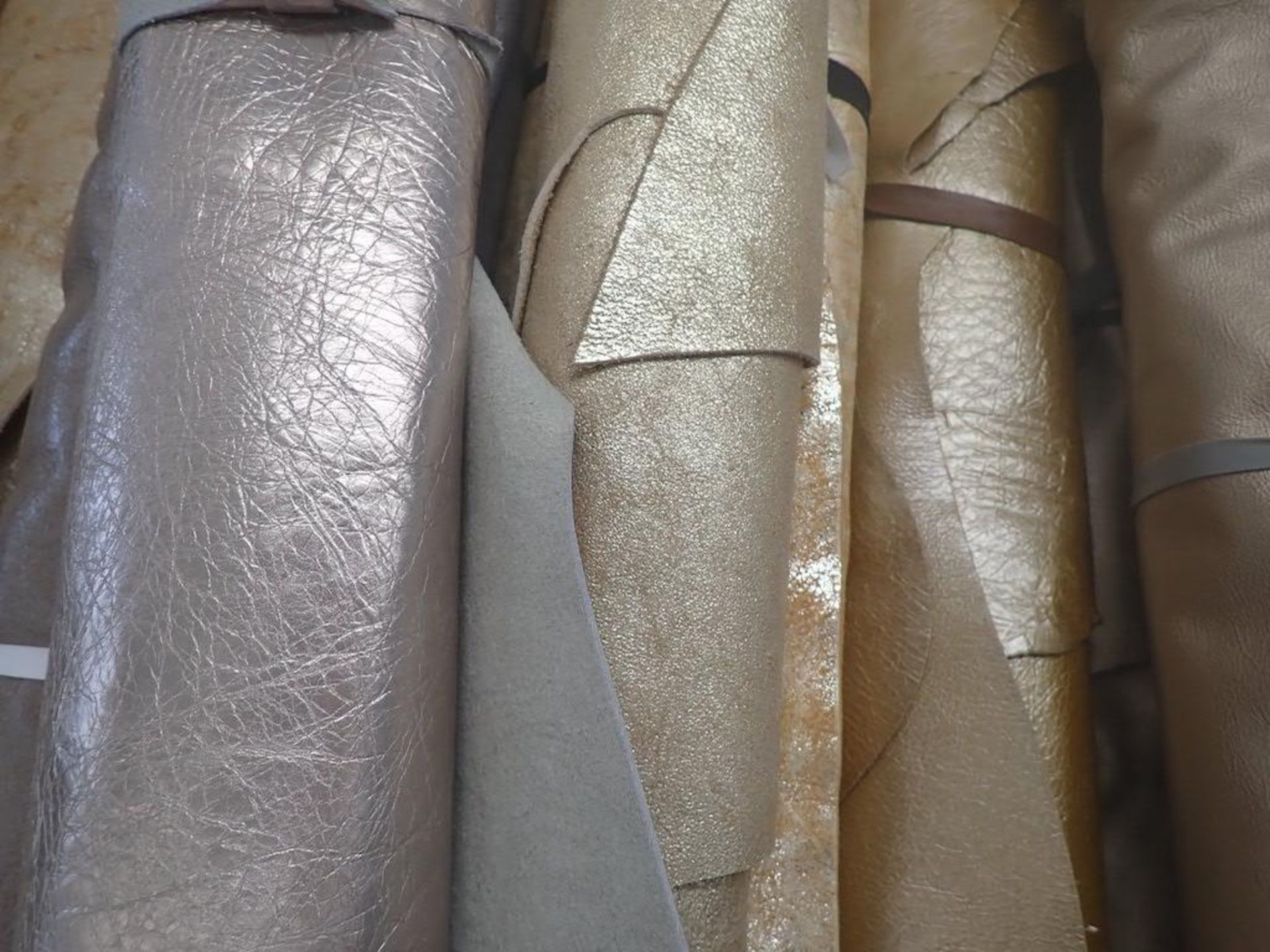 LOT - TAUPE, GOLD, PEWTER, PEARLIZED ALL ITALIAN SUEDE EMBOSSED & METALLIC LEATHER - Image 6 of 6