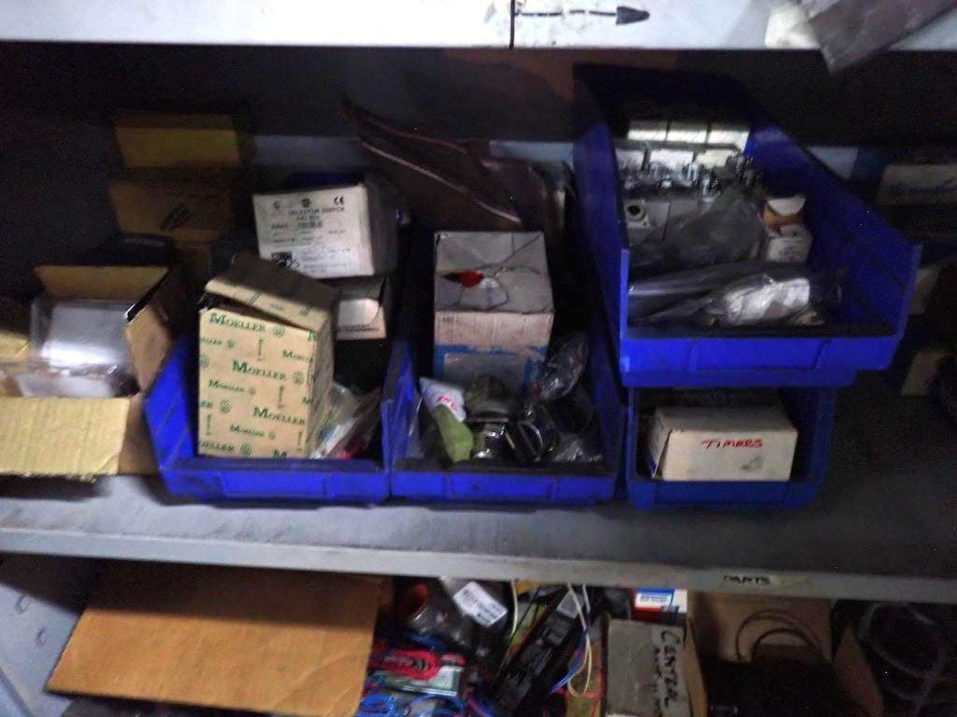 LOT 3 GREY CABINETS INCLUDING CONTENTS: FUSES, SWITCHES, HARDWARE, BEARINGS, MOTORS, WIRING, TIMERS, - Image 5 of 12