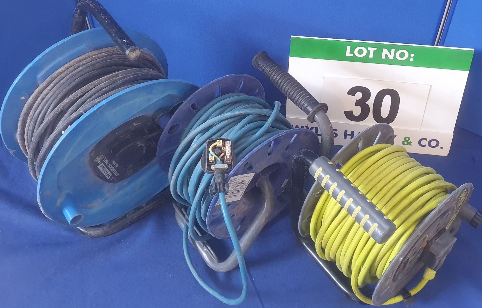 Three 240V AC Extension Cord Reels (As Found)