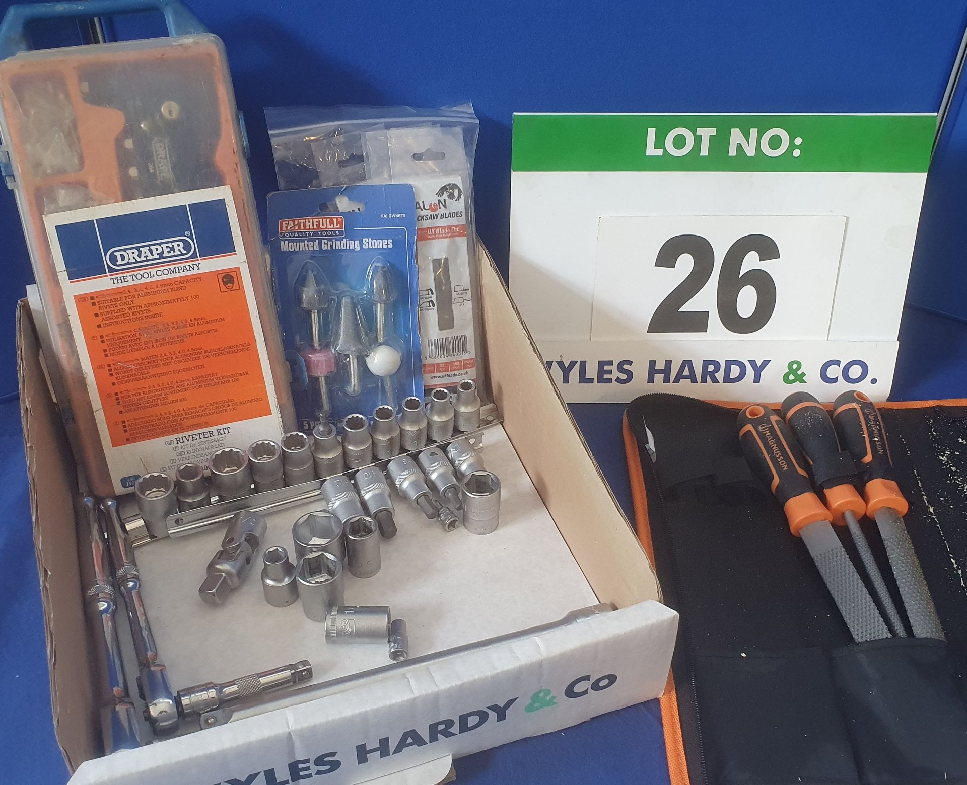 A Box of Hand Tools including a MAGNUSSON 3-Piece Rasp File Set in a Soft Case, a MAGNUSSON 230mm