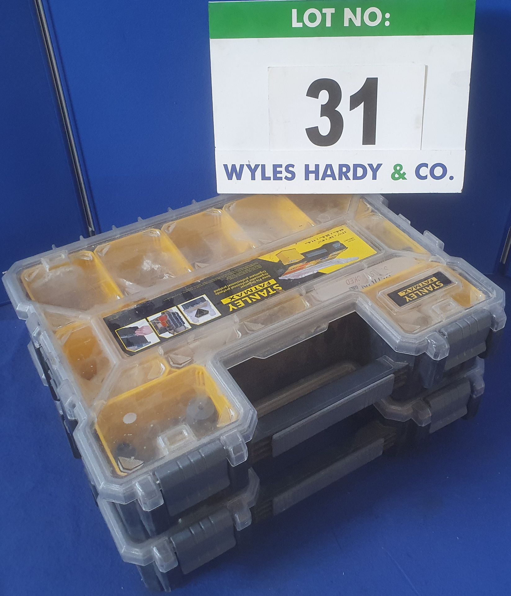 Two STANLEY Fatmax 10-Compartment Component Storage Cases