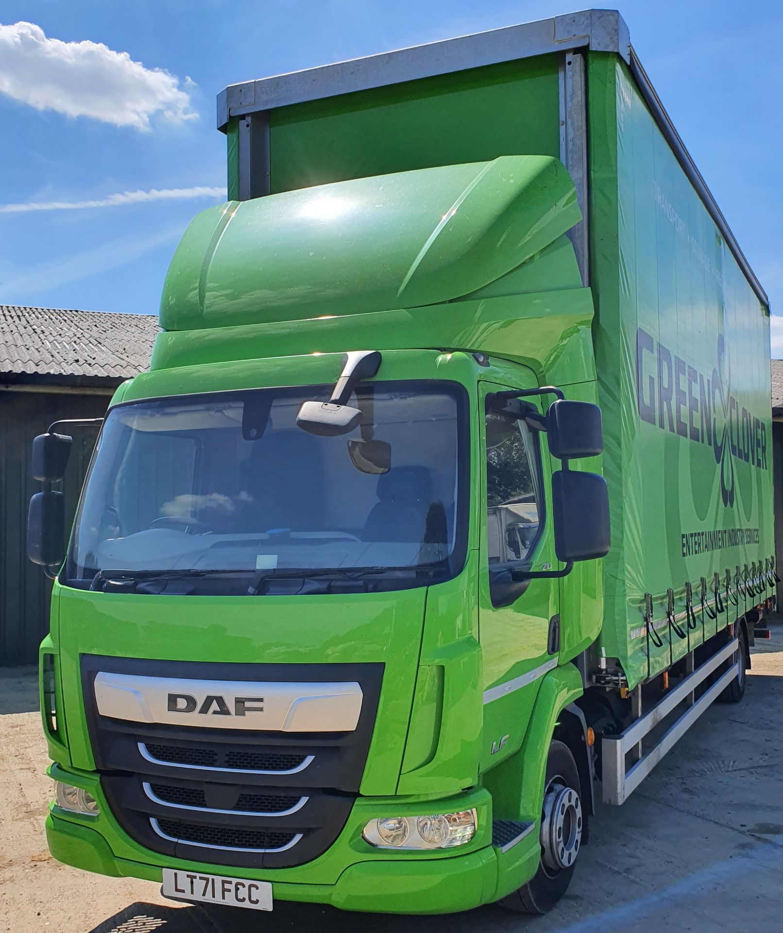 A DAF LF210 12000Kg capacity Curtain Sided Truck, Registration No. LT71 FCC, with LAWRENCE DAVID