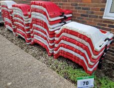 Fifty Sections of Red/White Portable Plastic Interlocking Barrier Panels