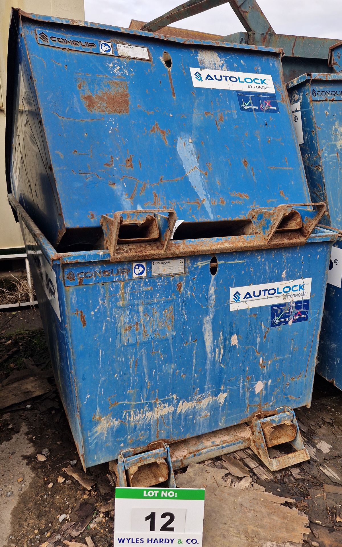 Two CONQUIP Forklift operated Tipping Skips
