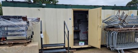 A 24ft x 8ft Portable Steel Site Office Unit with fitted Internal Lighting and Kitchen Facilities