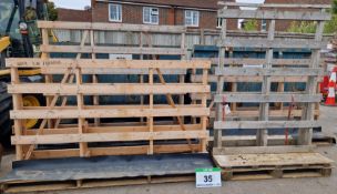 Four Various Fork Liftable Timber Glass Racks