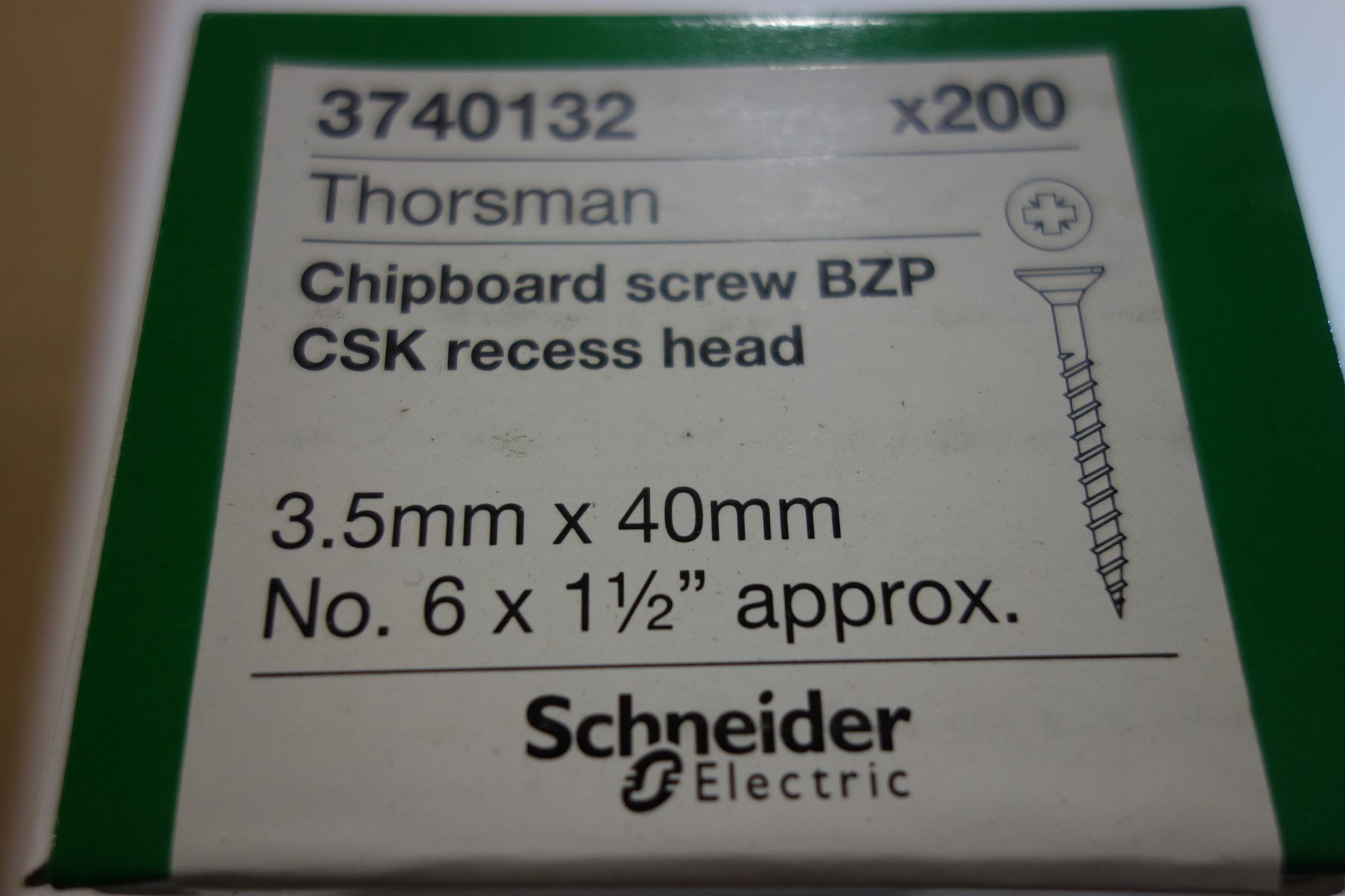 50x Boxes of Schneider 3740132 (Thorsman) Chipboard Screws BZP CSK. Recess Head 3-5mm x 40mm 200x