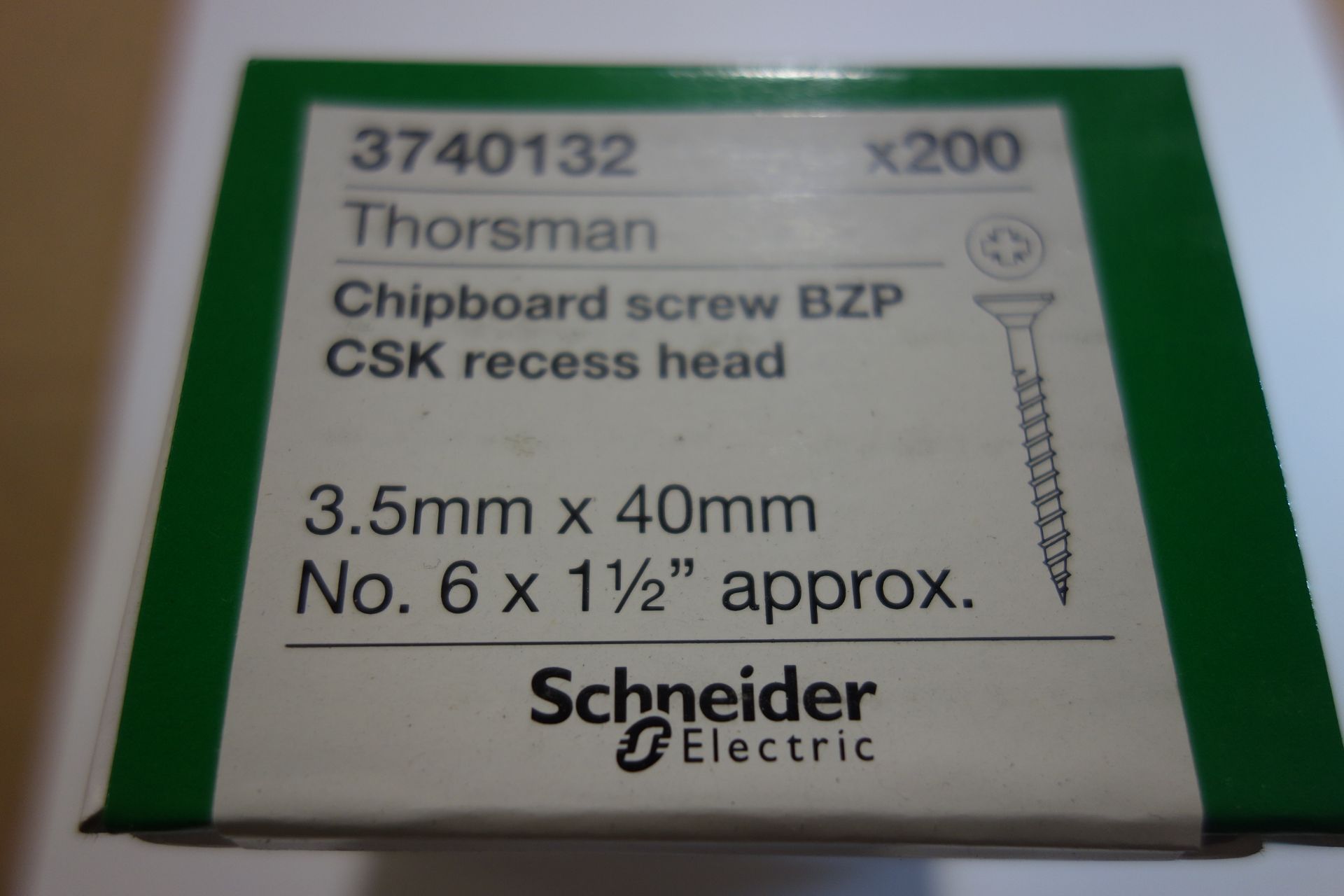 50x Boxes of Schneider 3740132 (Thorsman) Chipboard Screws BZP CSK. Recess Head 3-5mm x 40mm 200x