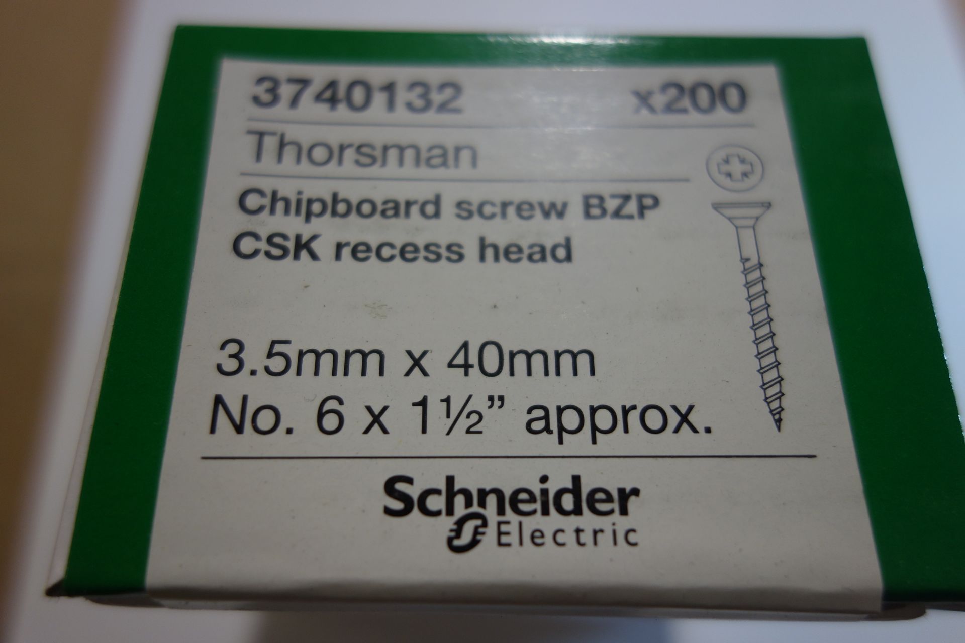 50x Boxes of Schneider 3740132 (Thorsman) Chipboard Screws BZP CSK. Recess Head 3-5mm x 40mm 200x