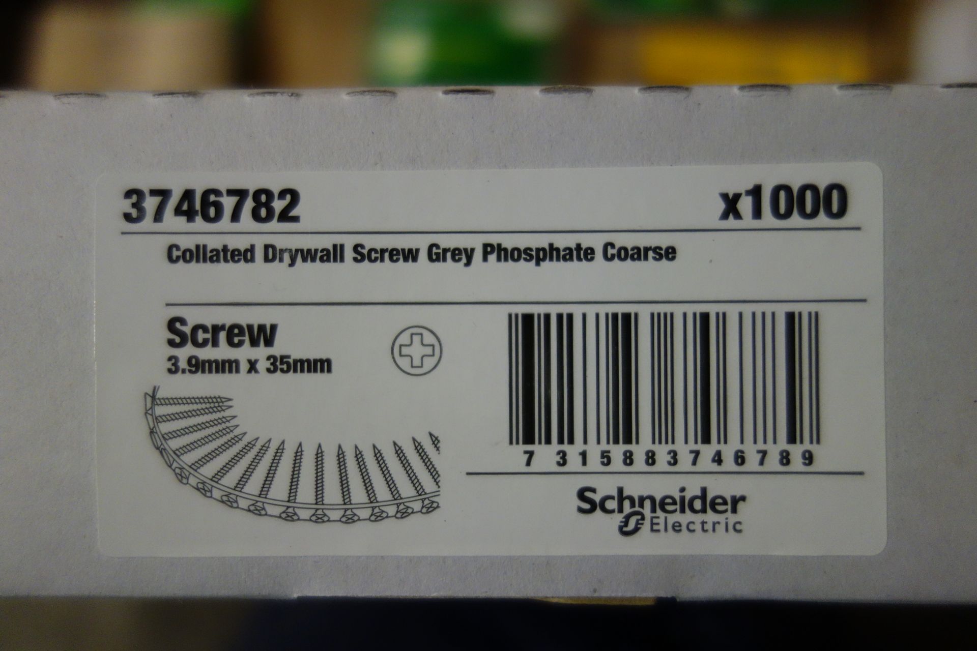 20x Boxes of Schneider 3746782 Collated Drywall Screws Grey Phosphate Coarse. 1,000 Per Box