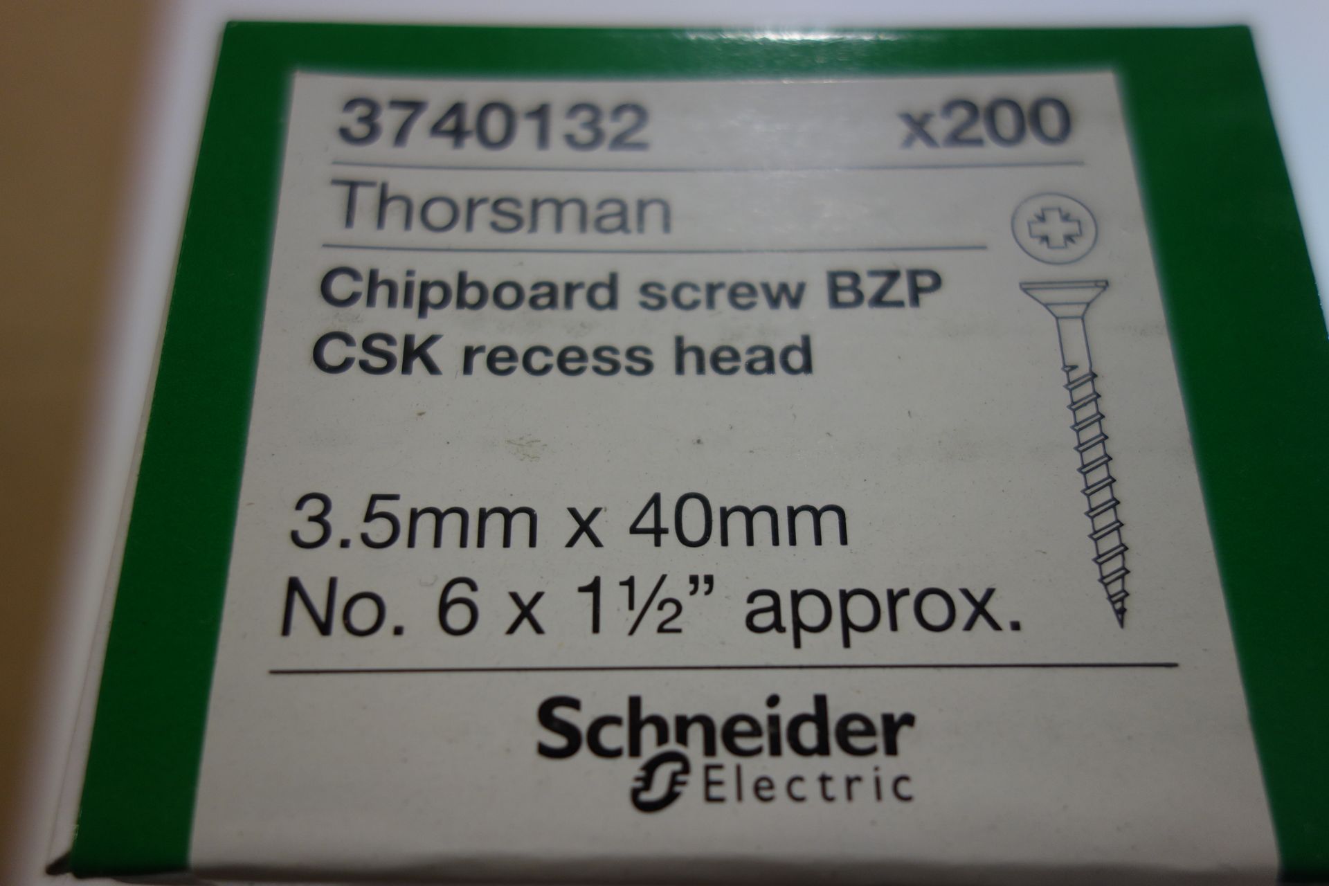 50x Boxes of Schneider 3740132 (Thorsman) Chipboard Screws BZP CSK. Recess Head 3-5mm x 40mm 200x