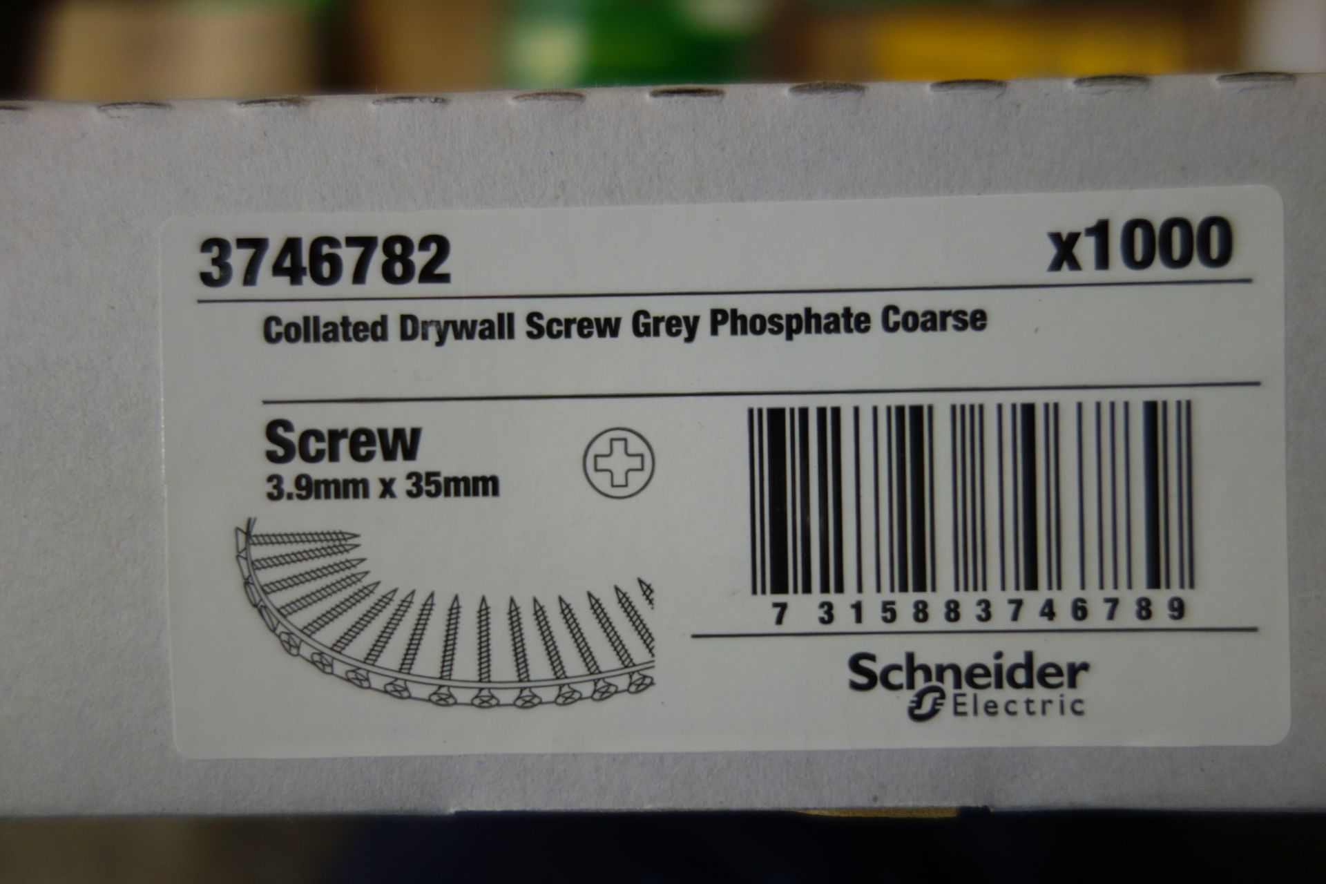 20x Boxes of Schneider 3746782 Collated Drywall Screws Grey Phosphate Coarse. 1,000 Per Box