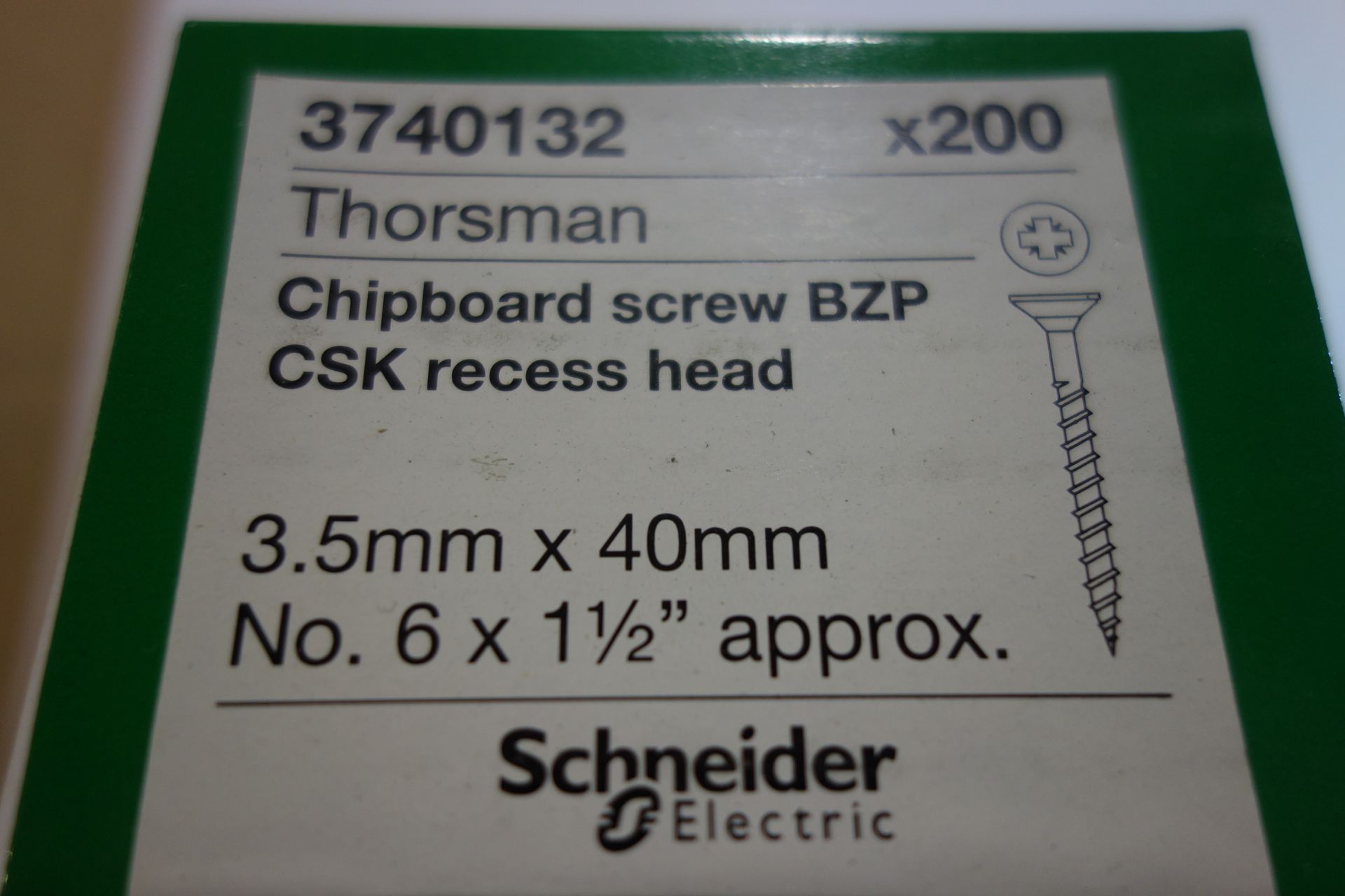 50x Boxes of Schneider 3740132 (Thorsman) Chipboard Screws BZP CSK. Recess Head 3-5mm x 40mm 200x