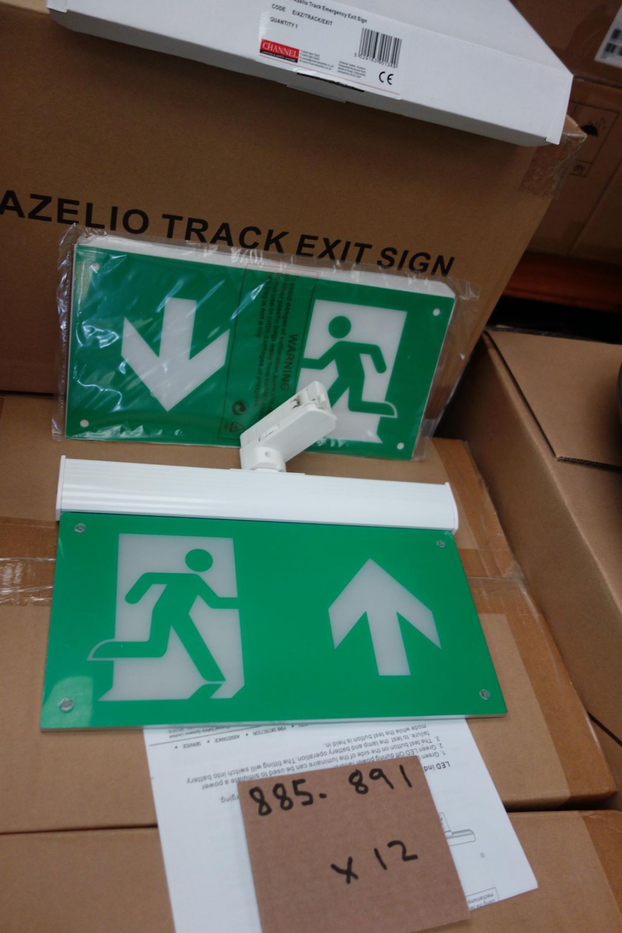 12x Channel E|AZ|TRACK|EXIT Azello Track Emergency Exit Signs