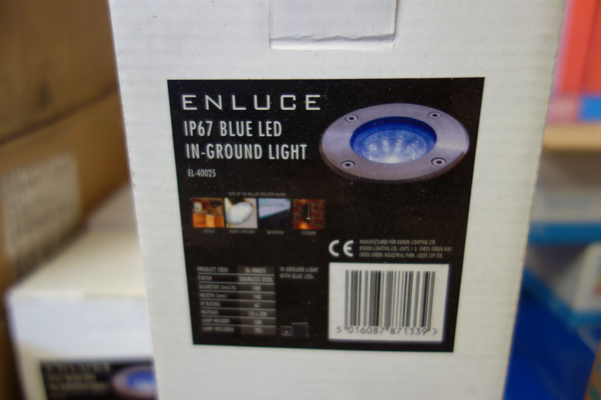 12 X ENLUCE EL40025 IN-GROUND BLUE LED LIGHTS IP67 Stainless Steel Finish