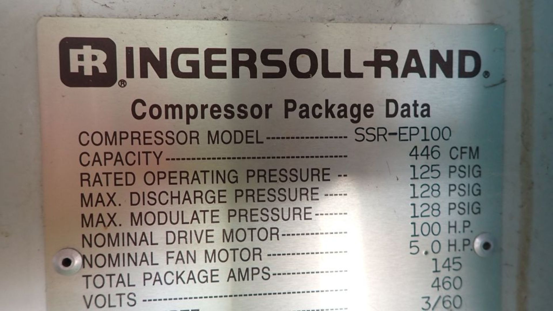 Ingersoll Rand SSR-EP100 100 HP Air Compressor | Serial No. CK2186V99167; 446 CFM; 11,798 Hours - Image 6 of 7