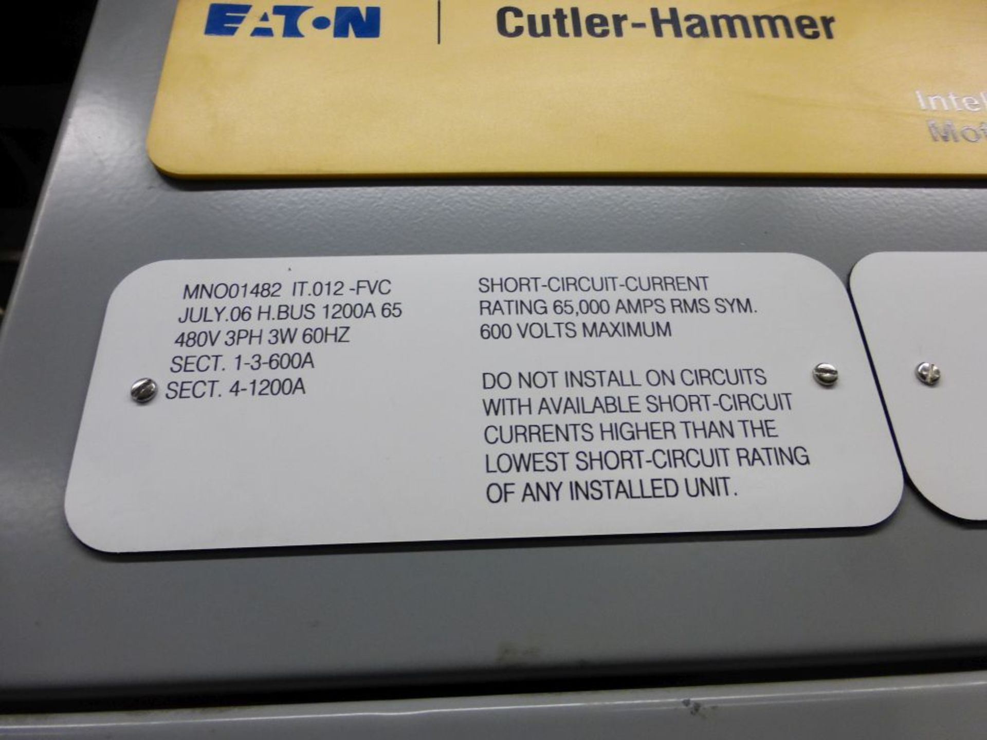 2006 Eaton Cutler Hammer Intelligent Technologies MCC - Removed from Service January 2022 | 480V; - Image 3 of 32