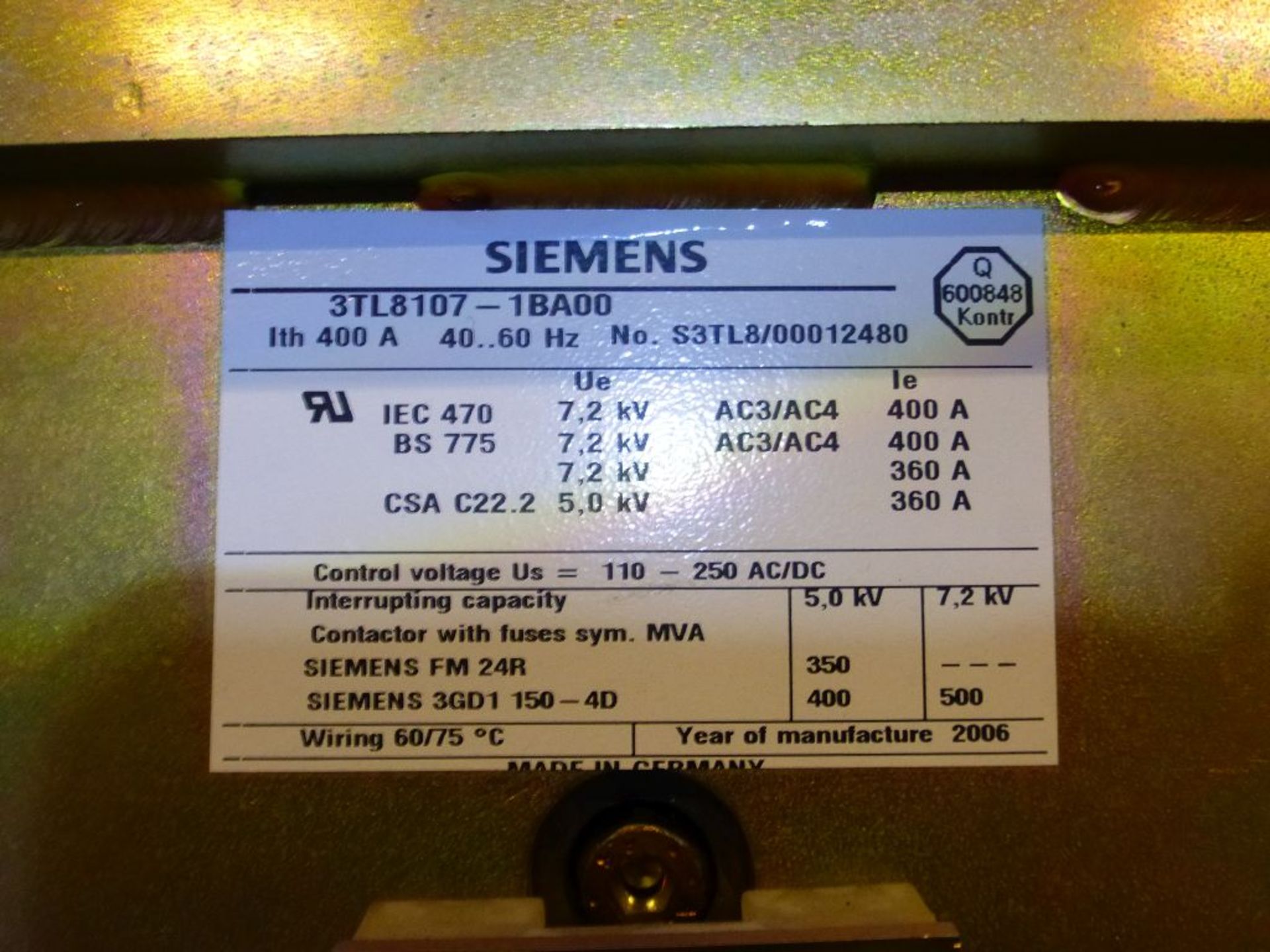 Siemens Medium Voltage MCC - Removed from Service January 2022 | 2000A; 2300V; 3-Verticals; - Image 16 of 19