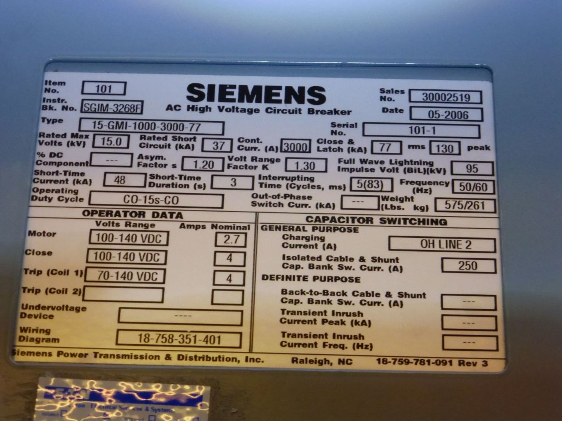 Siemens Switchgear - Removed from Service January 2022 | 6-Verticals; Includes: (9) AC High - Image 21 of 30