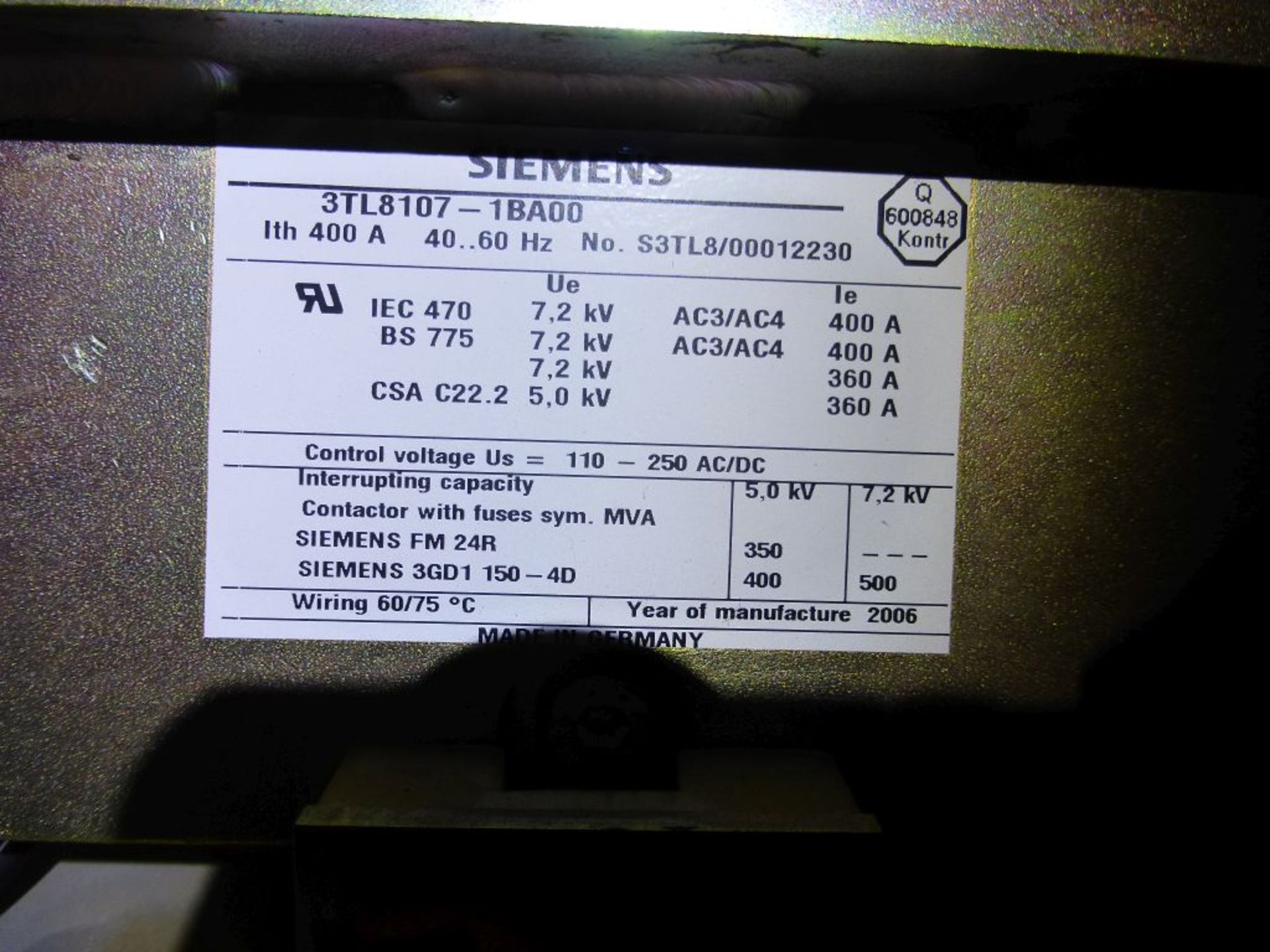 Siemens Medium Voltage MCC - Removed from Service January 2022 | 2000A; 2300V; 3-Verticals; - Image 18 of 21