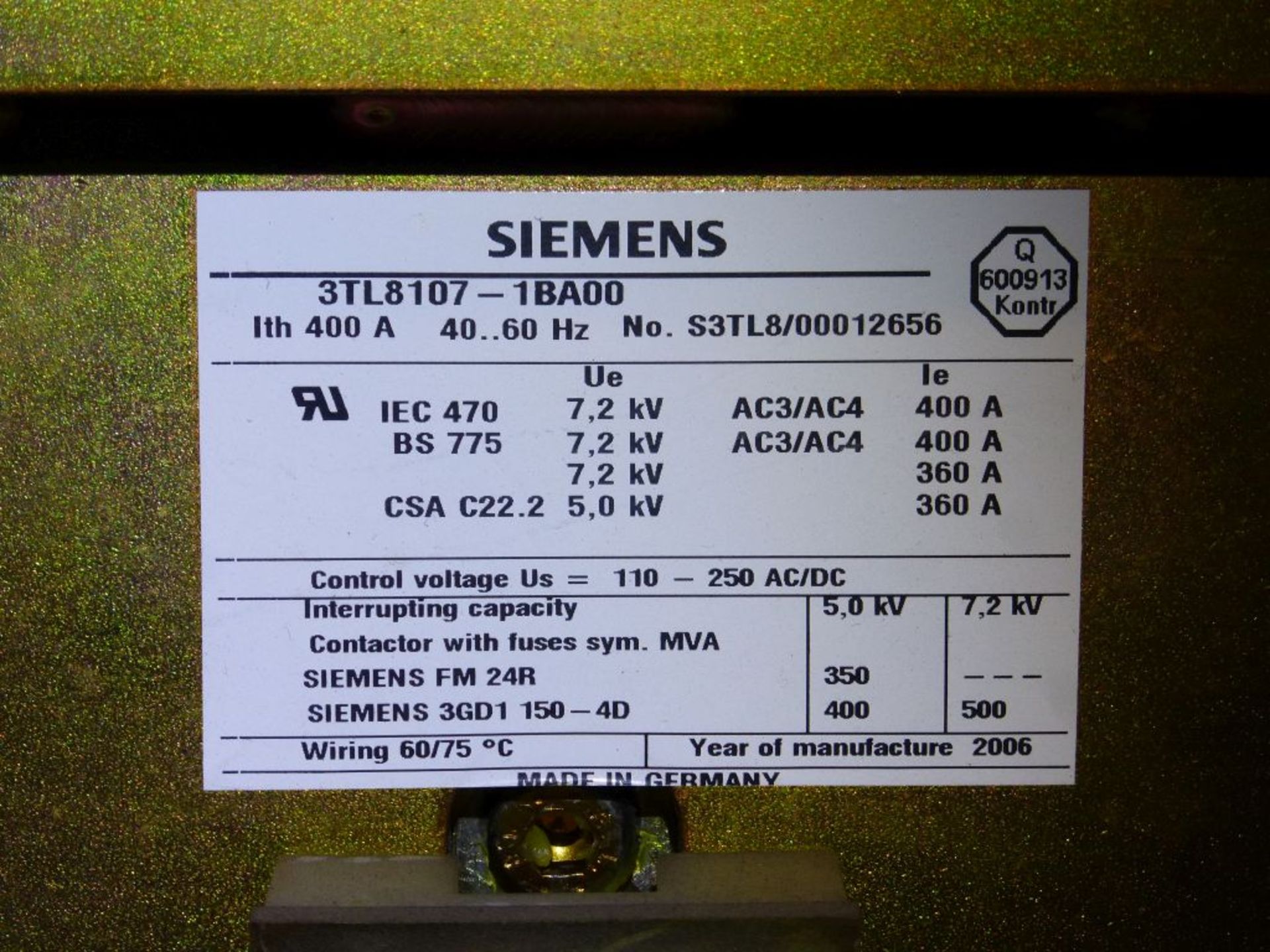 Siemens Medium Voltage MCC - Removed from Service January 2022 | 2000A; 2300V; 3-Verticals; - Image 11 of 16