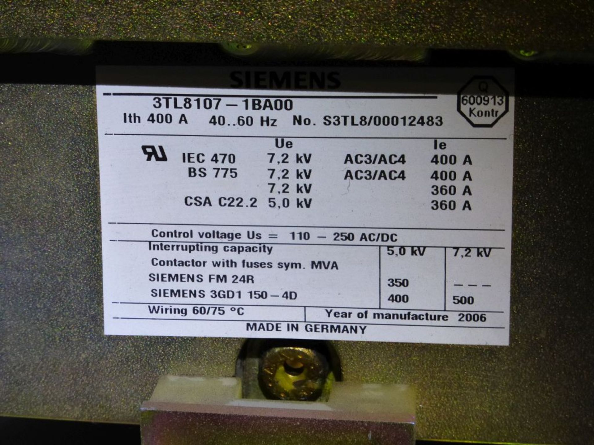 Siemens Medium Voltage MCC - Removed from Service January 2022 | 2000A; 2300V; 3-Verticals; - Image 11 of 19