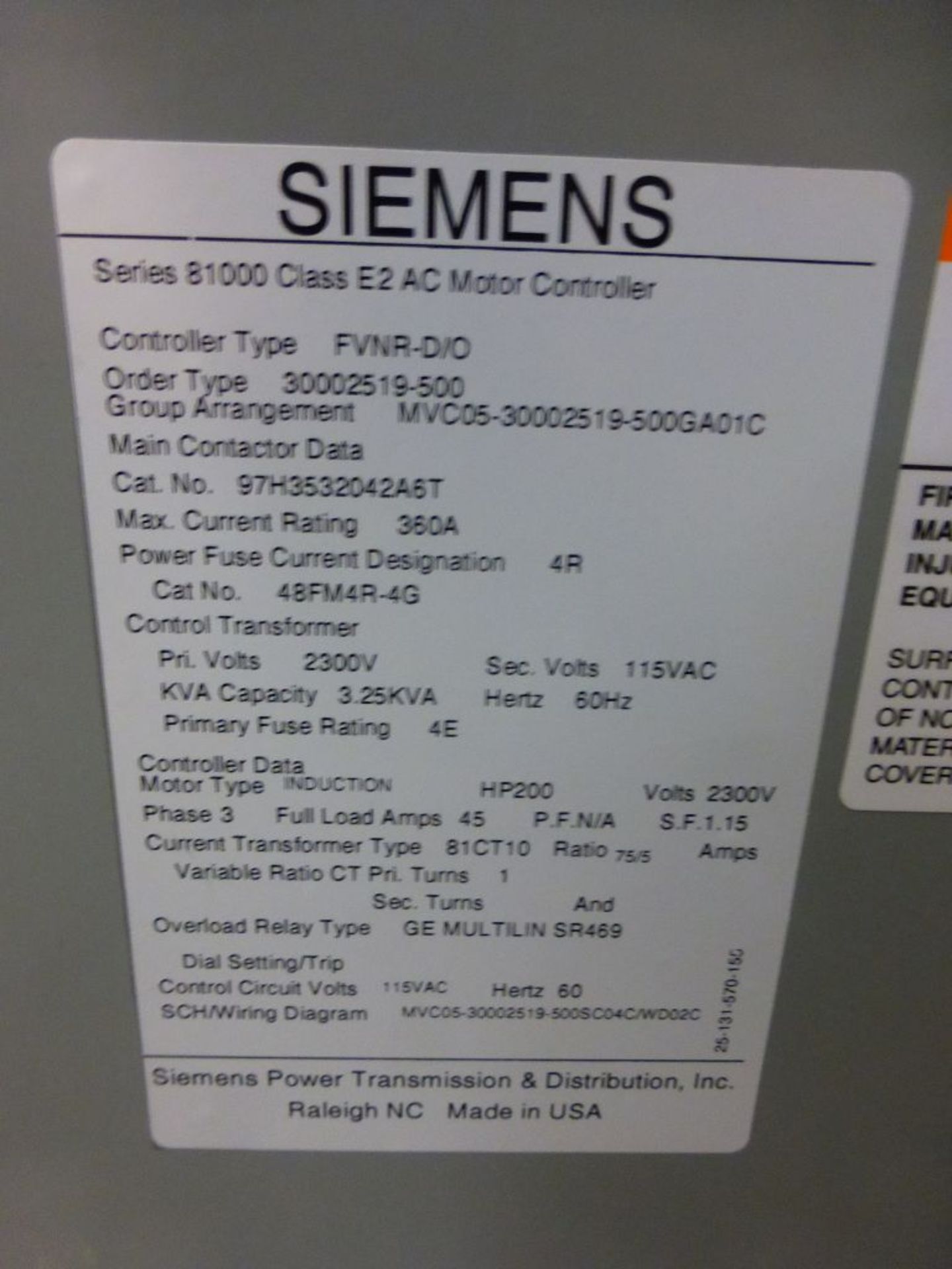 Siemens Medium Voltage MCC - Removed from Service January 2022 | 2000A; 2300V; 3-Verticals; - Image 14 of 16