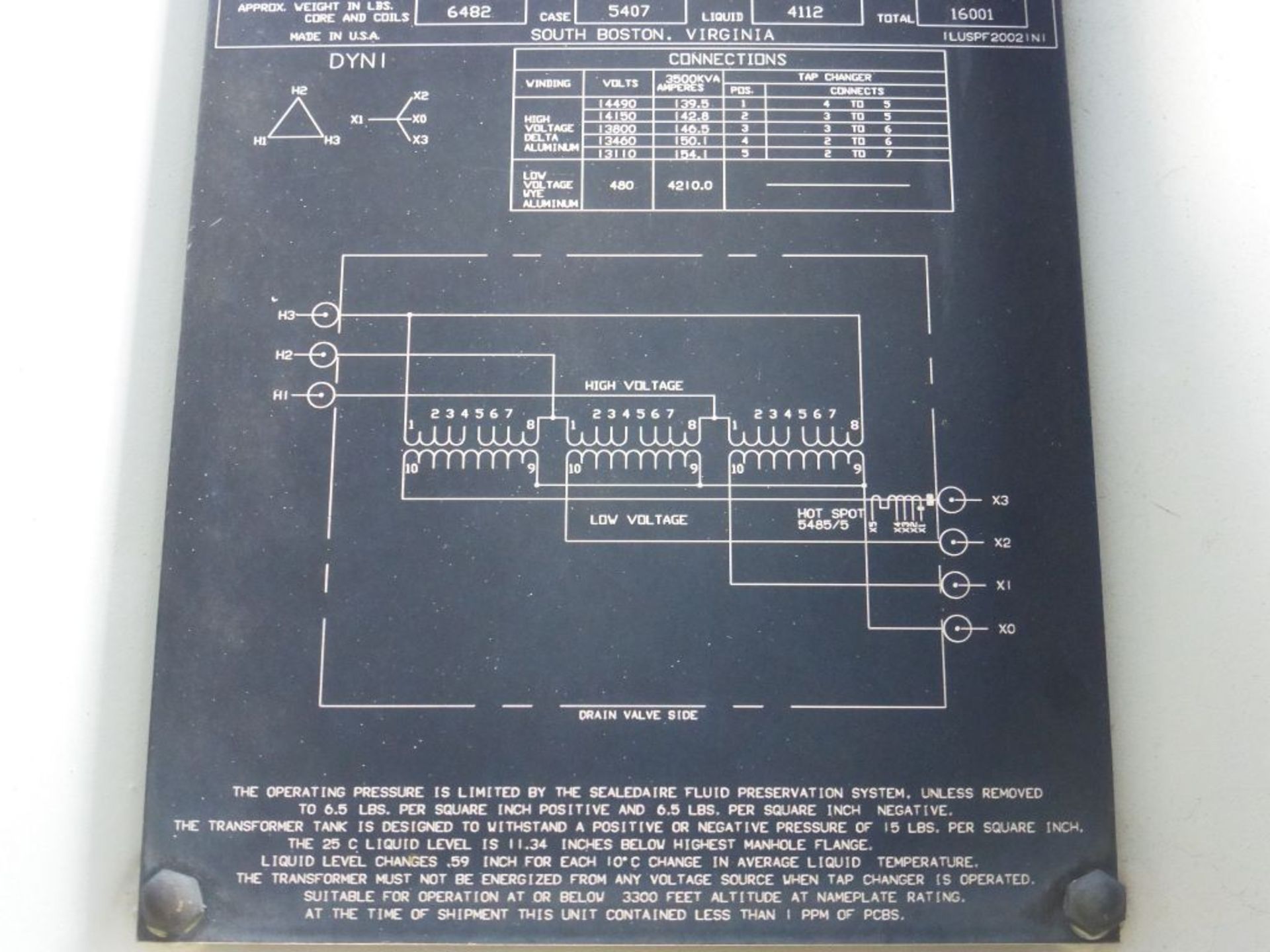 2006 Siemens Transformer w/Siemens Switch - Removed from Service January 2022 | Transformer: 2500/ - Image 7 of 11