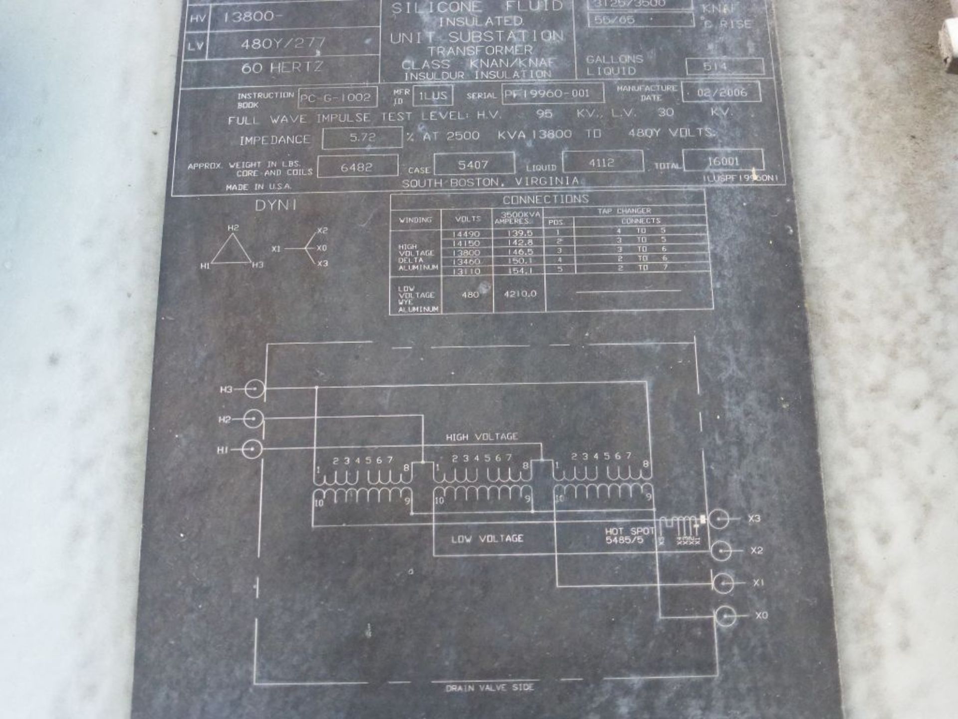 2006 Siemens Transformer - Removed from Service January 2022 | 2500/2800 KVA; 13,800 High Voltage; - Image 7 of 11