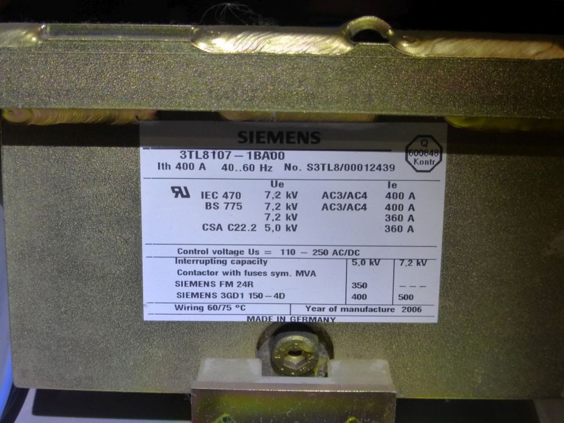 Siemens Medium Voltage MCC - Removed from Service January 2022 | 2000A; 2300V; 3-Verticals; - Image 17 of 19